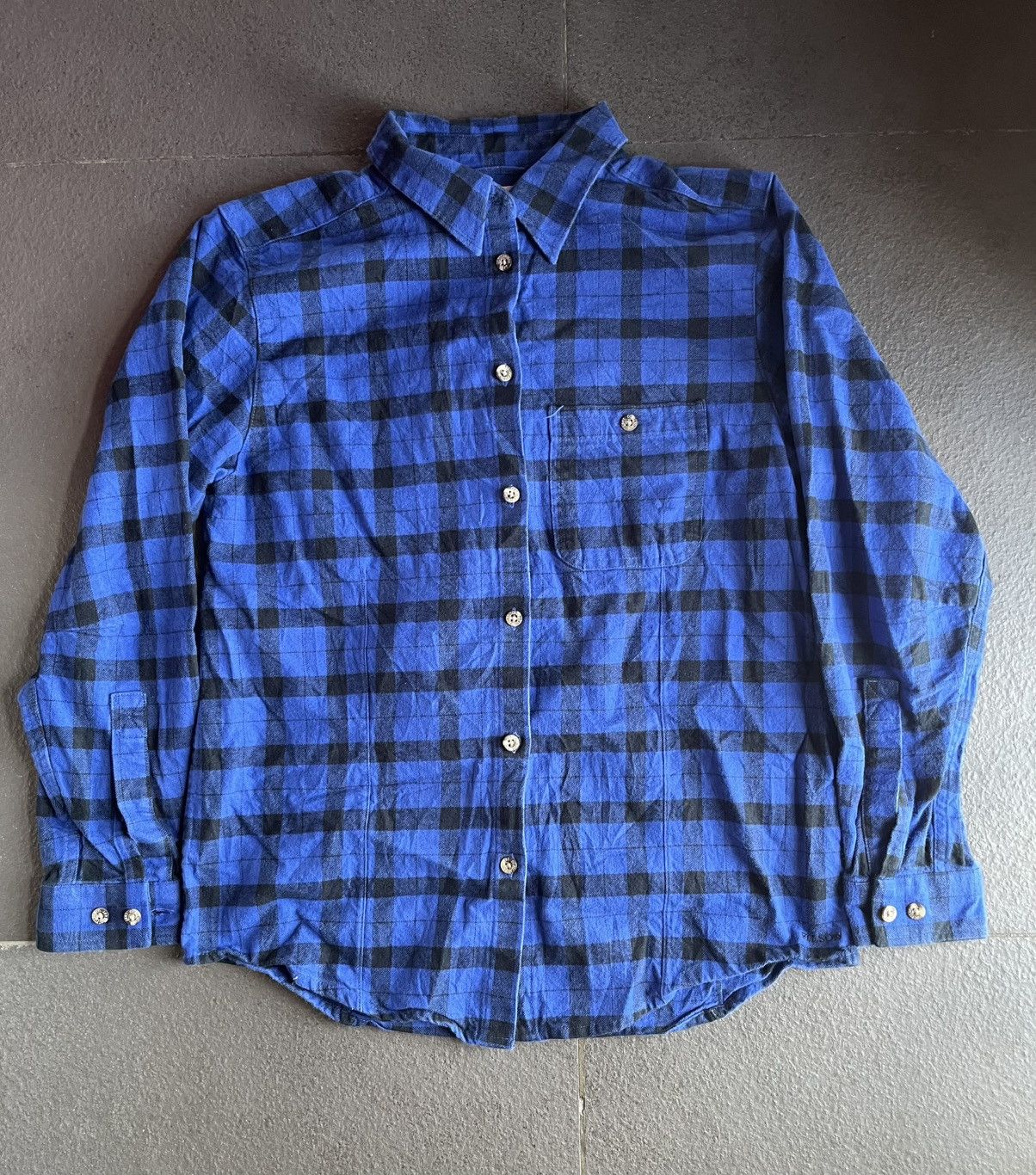 Filson Vintage Flannel Plaid Blue Black Thick Cotton B/D Shirt Size US M / EU 48-50 / 2 - 1 Thumbnail