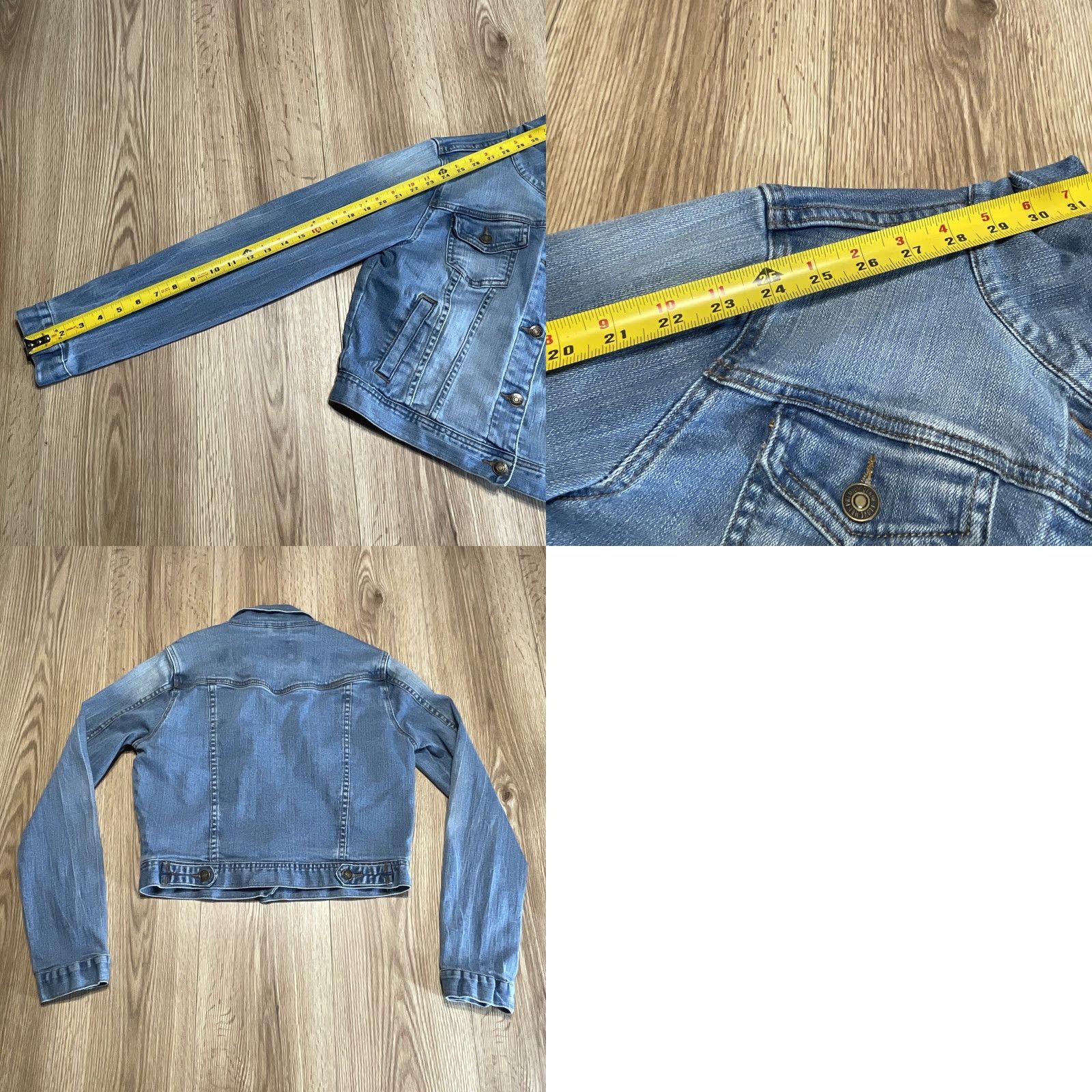 Denime VINTAGE I LOVE H81 Denim Jacket Womens L Medium Blue Jean Cropped Trucker Fall Spring Winter Size 36" / US 14 / IT 50 - 8 Thumbnail