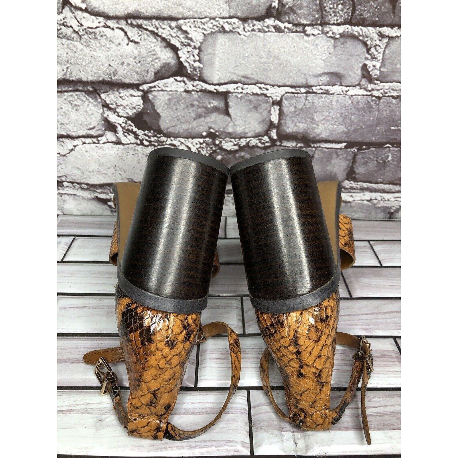 Other Franco Sarto Dandelion Snake Print Ankle Strappy Brown Leath Size US 6 / IT 36 - 14 Thumbnail