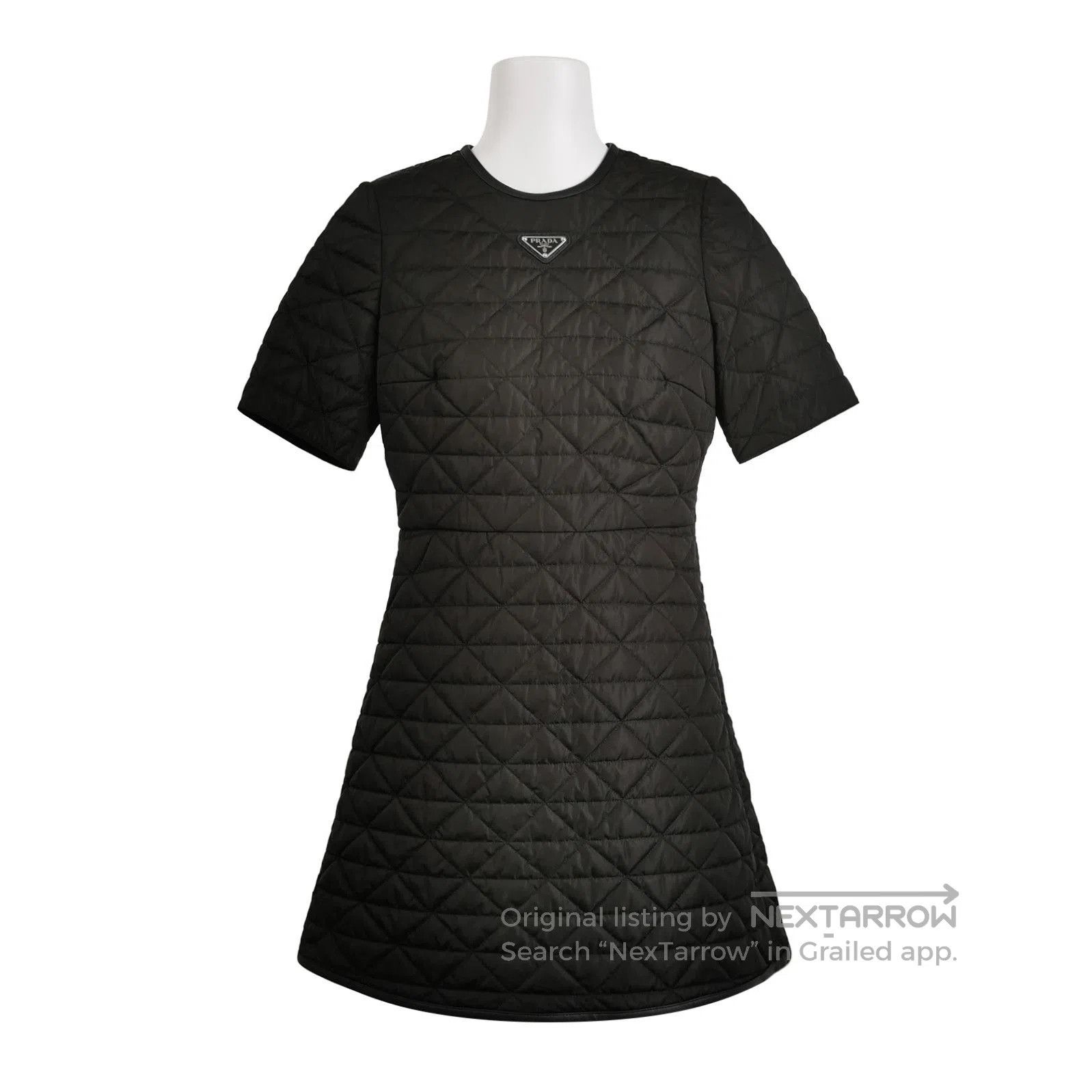 Prada Plain Triangle Logo Crew Neck Dress .