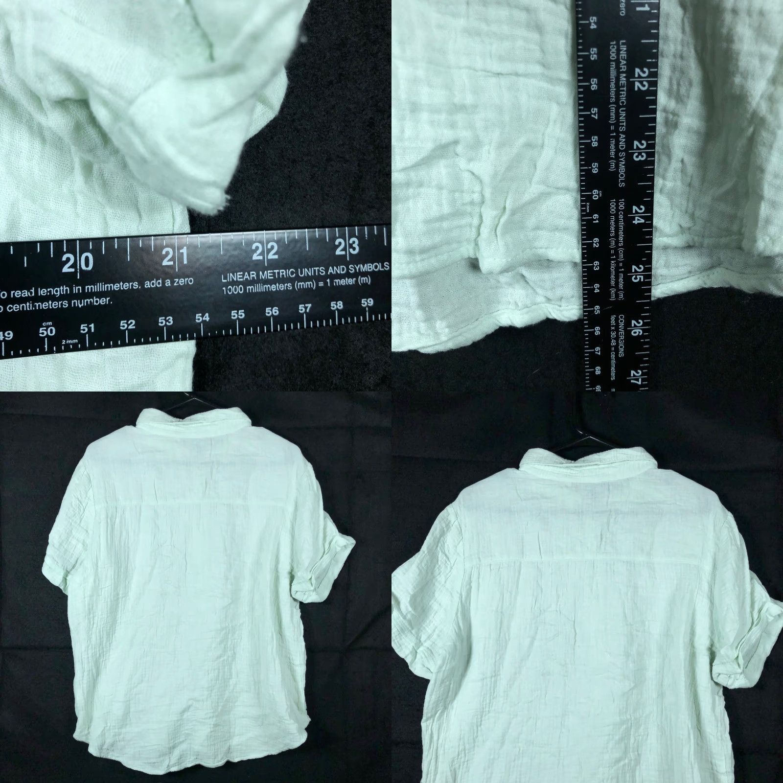 Lucky Brand Lucky Brand Women's Blouse Mint Green V-Neck Button-Down Short Sleeve Large Shirt" Size L / US 10 / IT 46 - 8 Thumbnail