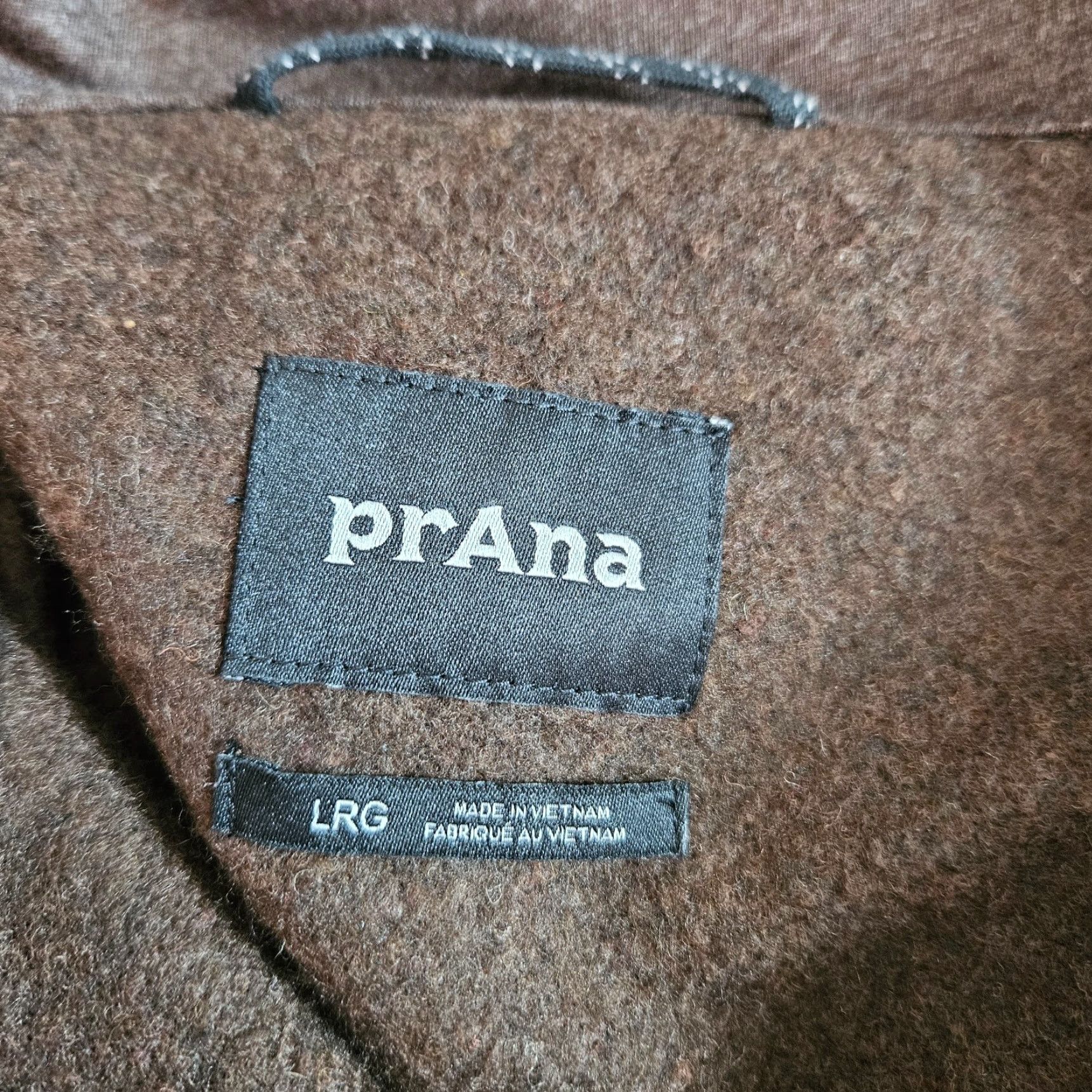 prAna Mens Brookland 1/4 Zip Sweater Sz Large Brown Wool Blend