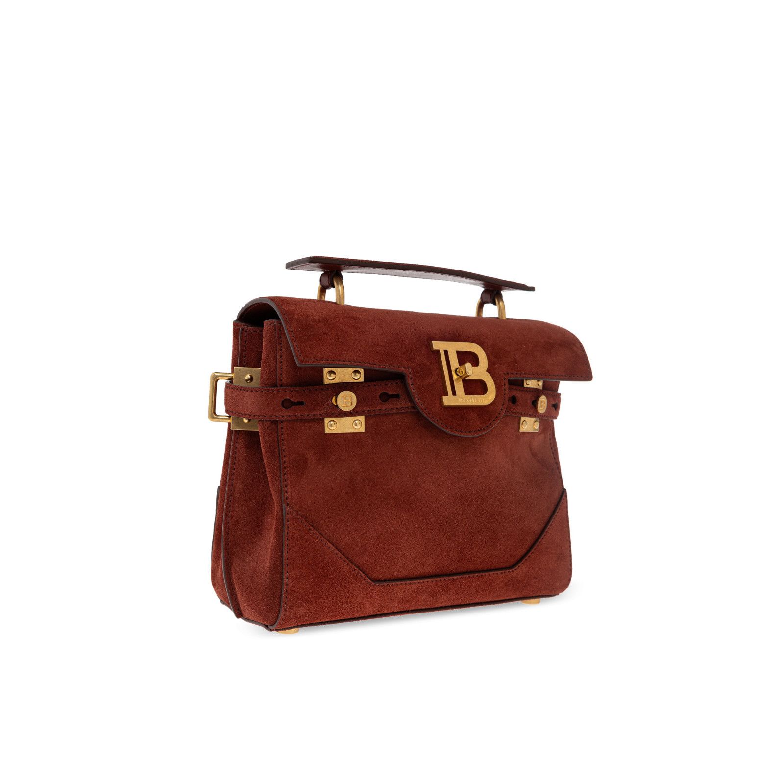 Balmain BALMAIN B-Buzz 23 Red Suede Top Handle Bag New & Authentic Size ONE SIZE - 3 Thumbnail