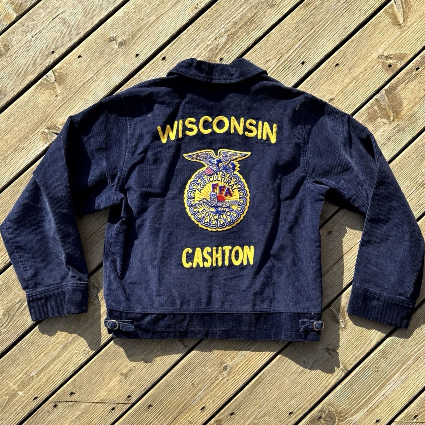 Vintage VINTAGE FFA Corduroy Jacket Navy Blue 38 Adult Medium Wisconsin Cashton FFA Emblem 1990s Casual Mens Size US XXS / EU 40 - 2 Thumbnail