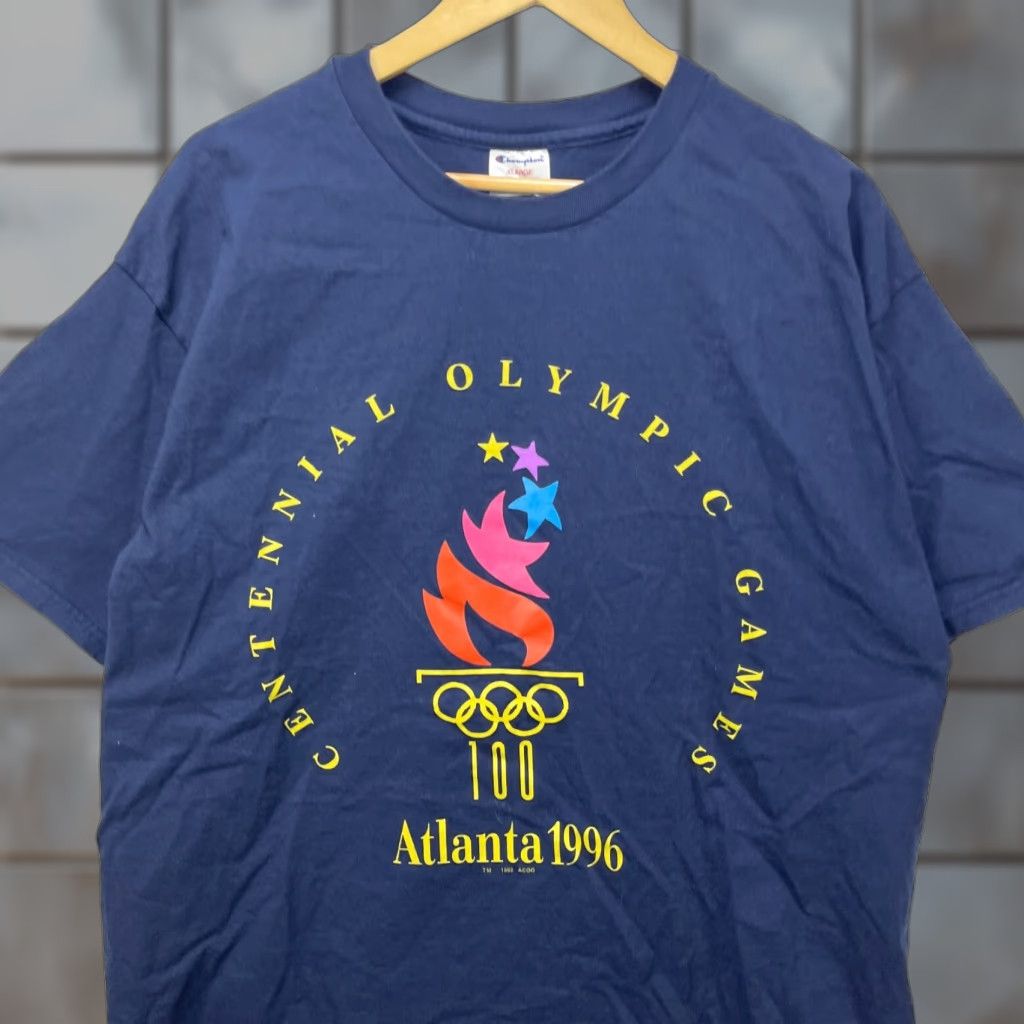 Champion VINTAGE 1996 Atlanta Olympic Games Champion T Shirt XL Blue Mens Short Sleeve Shirt Size US XL / EU 56 / 4 - 1 Thumbnail