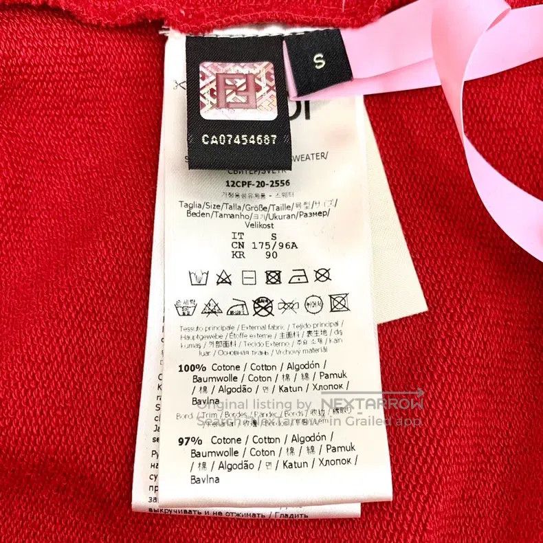 Fendi Fendi Red Logo Embossed Cotton Round Neck Long Sleeve Swea Size US S / EU 44-46 / 1 - 7 Thumbnail