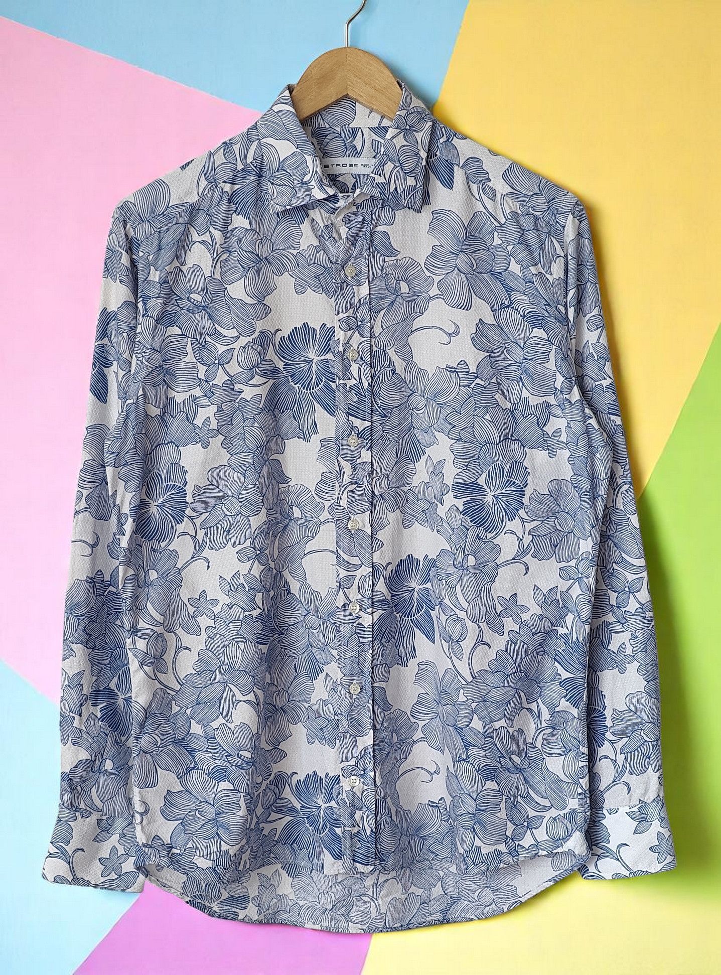 Etro Etro Milano Floral Casual Blue Shirt Made in Italy Size US L / EU 52-54 / 3 - 1 Thumbnail