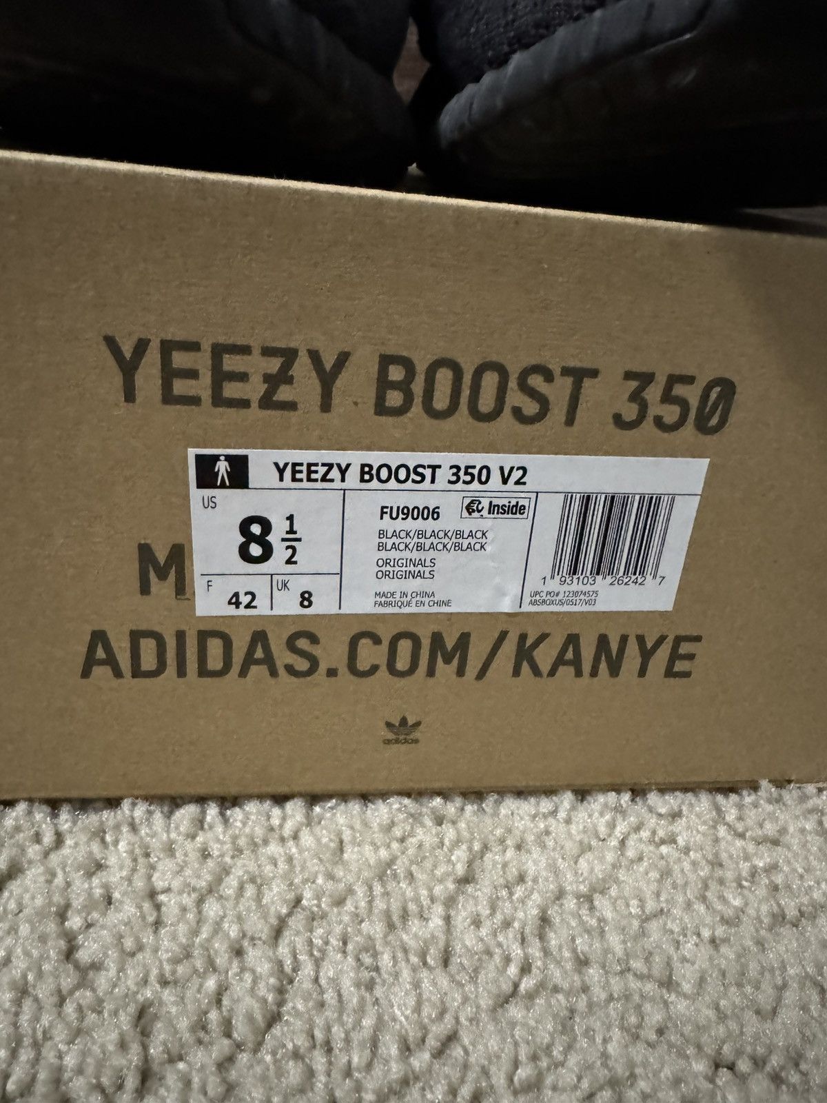 Adidas Yeezy 350 V2 Black (non reflective) Size US 8.5 / EU 41-42 - 4 Thumbnail