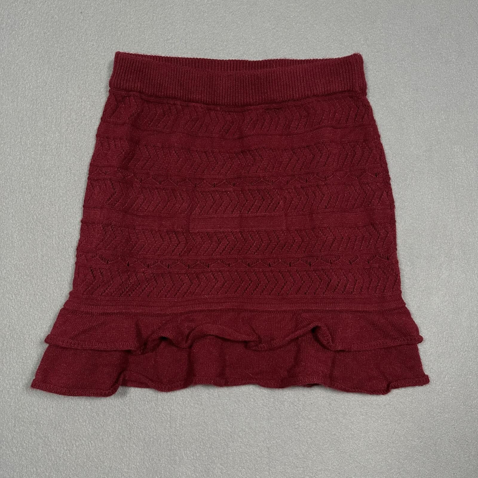 Other Red Skirt Ruffle Knit NWT Size 28" / US 6 / IT 42 - 2 Thumbnail