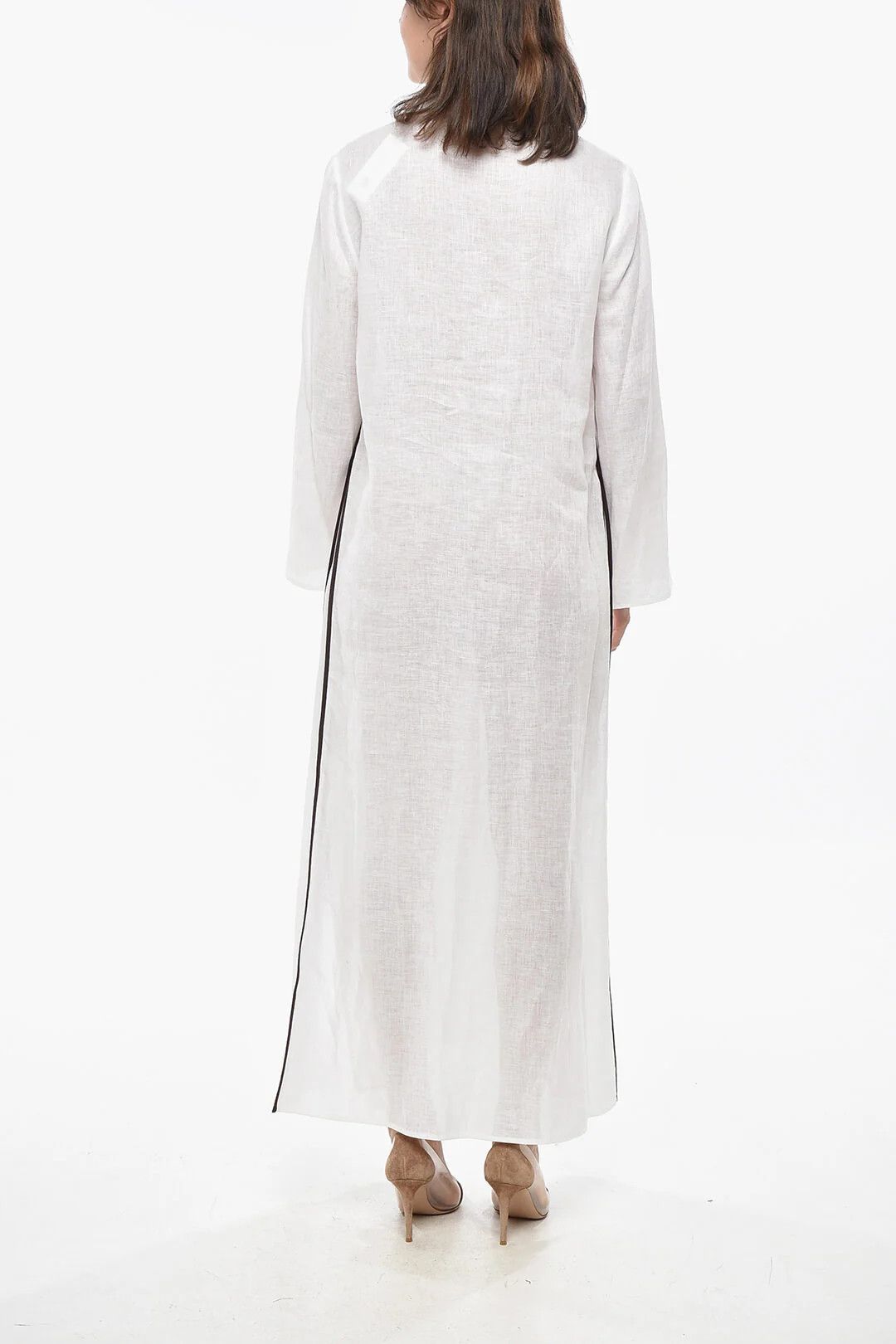 Tory Burch og1mm0426 Linen Kaftan in White Size M / US 6-8 / IT 42-44 - 2 Thumbnail