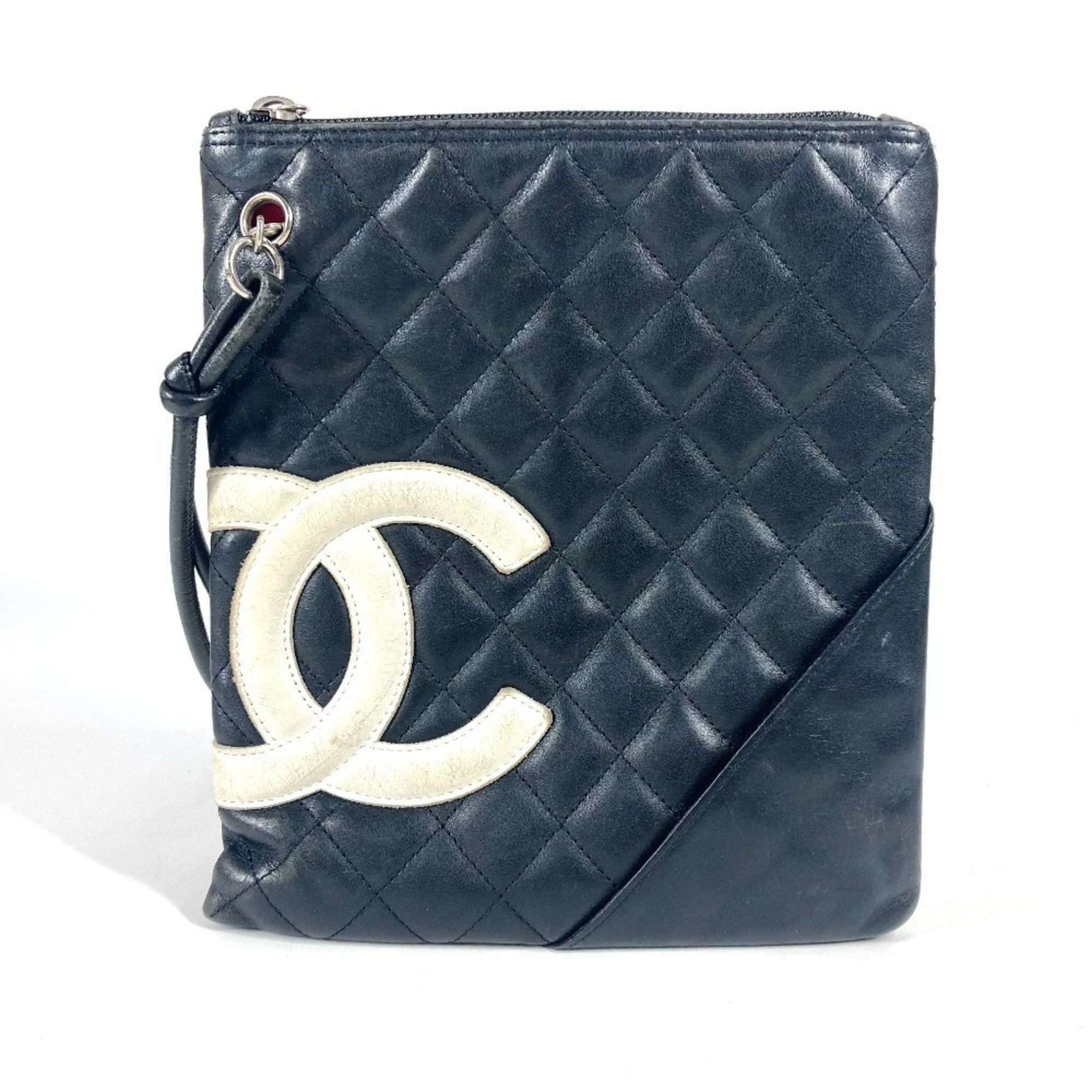 Chanel Cambon Line Cc Coco Mark Crossbody Bag Shoulder Leather Women's Black