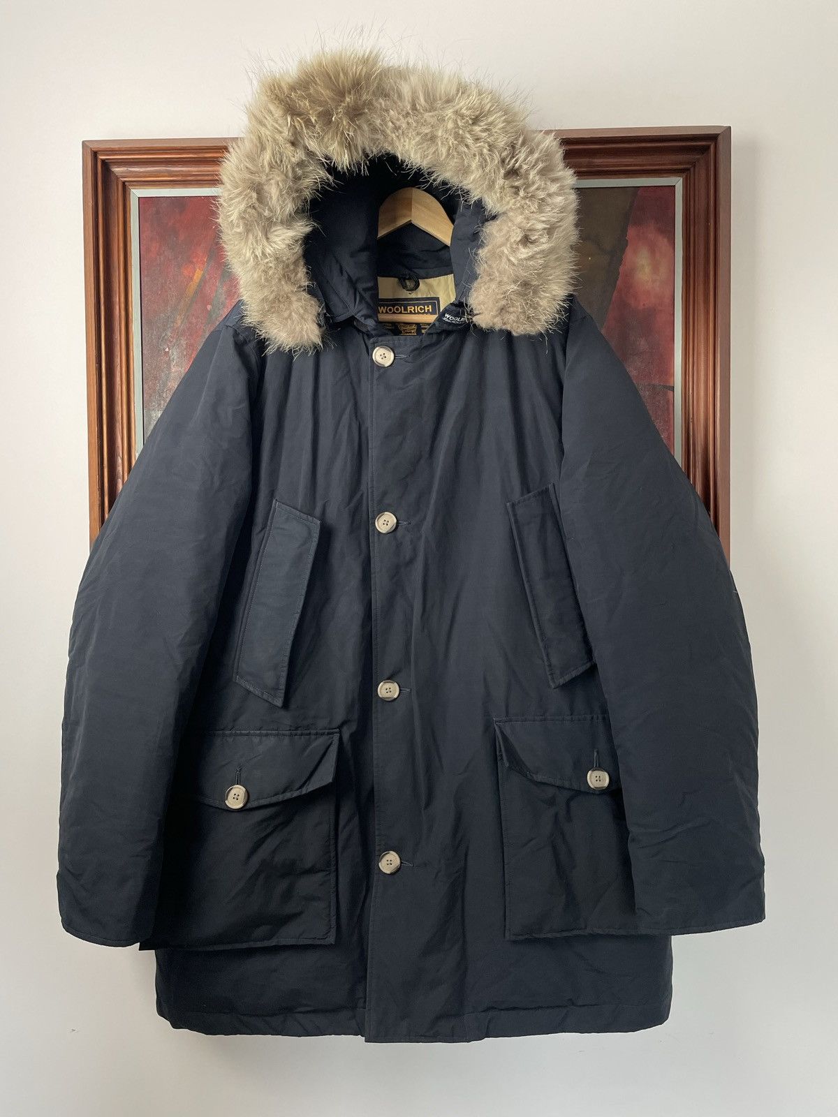 image of Woolrich John Rich&bros Arctic Parka Jacket Down Hype Winter in Navy, Men's (Size XL)