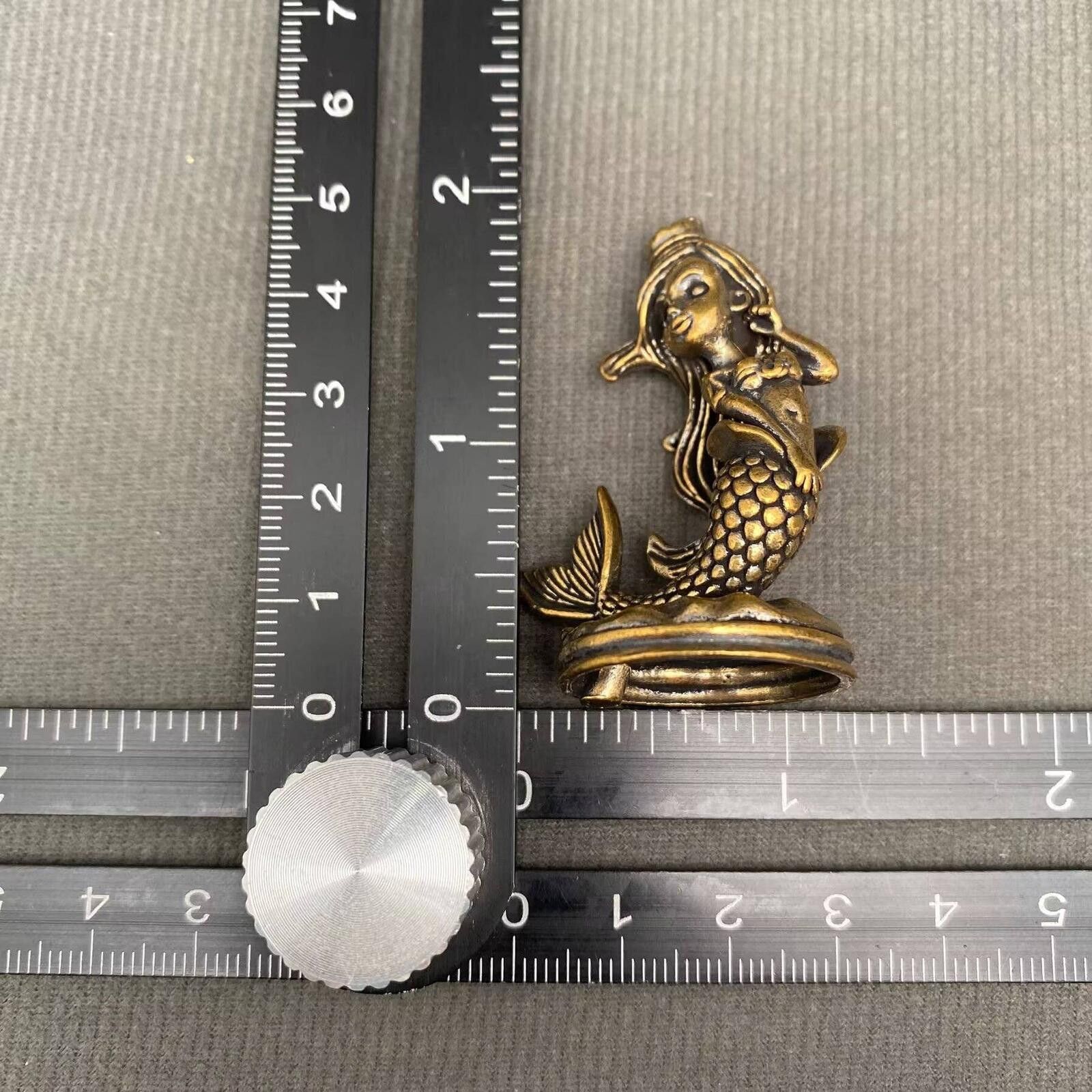 The Unbranded Brand Brass Mermaid Figurine Small Decorative Sculpture Size ONE SIZE - 3 Thumbnail