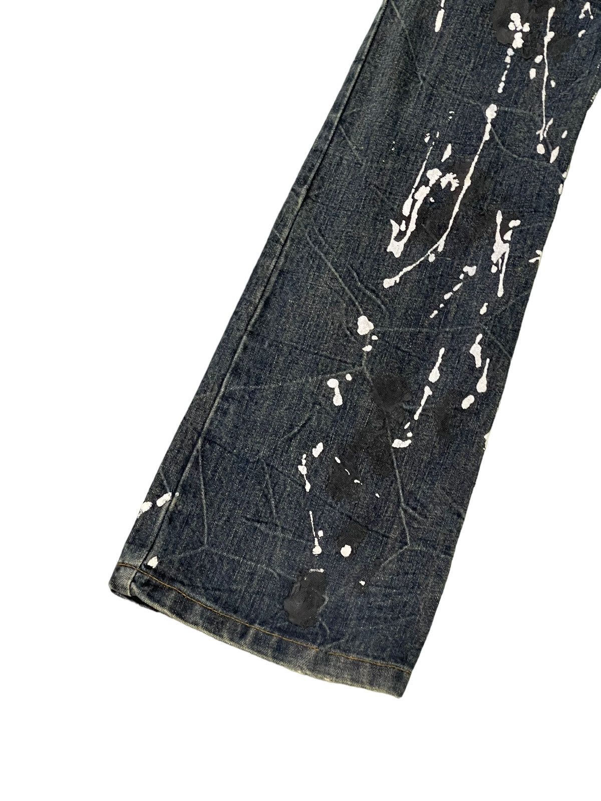 Japanese Brand Flare Jeans Glad News Distress Paint Splash Low Rise 7🟦4 Size US 32 / EU 48 - 16 Thumbnail