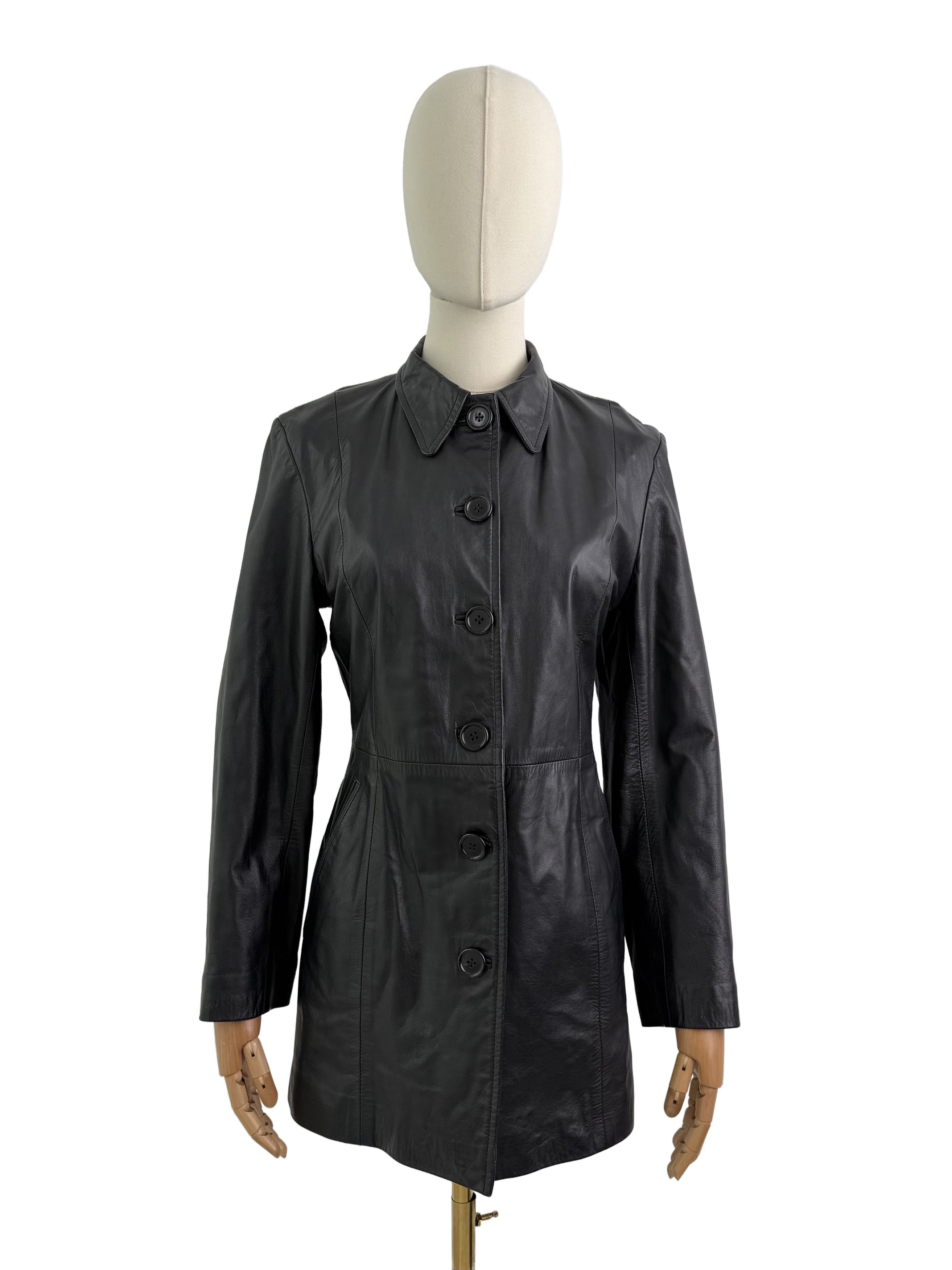 Vintage Vintage Leather Coat Jacket Button Front Mid Length Classic Size M / US 6-8 / IT 42-44 - 1 Thumbnail