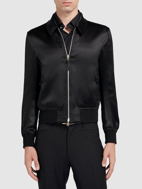 Tom Ford o1w1db10925 Silk Satin Reversible Jacket in Black Size US M / EU 48-50 / 2 - 1 Thumbnail