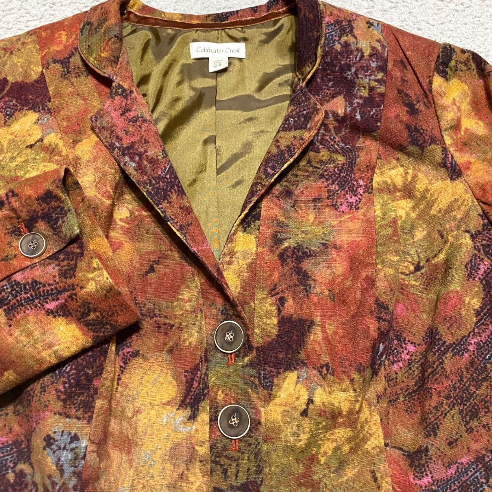 Coldwater Creek Coldwater Creek Jacket Womens 18W Plus Multicolor Floral Tapestry Button-Up L/S Size XXL / US 16-18 / IT 52-54 - 2 Thumbnail