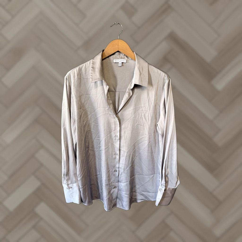 Vintage maison d amelie Womens Gray Long Sleeve Button Up Shirt M Size M / US 6-8 / IT 42-44 - 1 Thumbnail