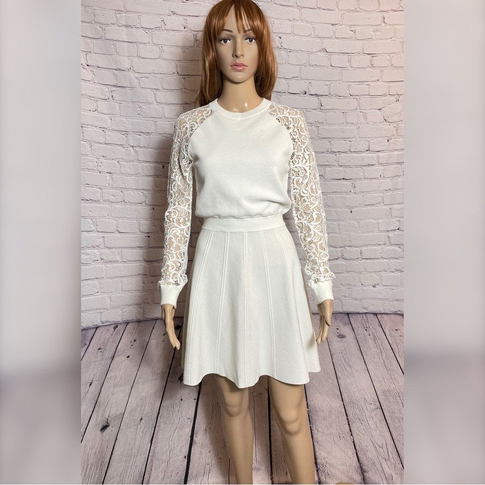 Alice + Olivia Alice + Olivia Blake Lace-Sleeve Ivory Dress Size S Size S / US 4 / IT 40 - 2 Thumbnail