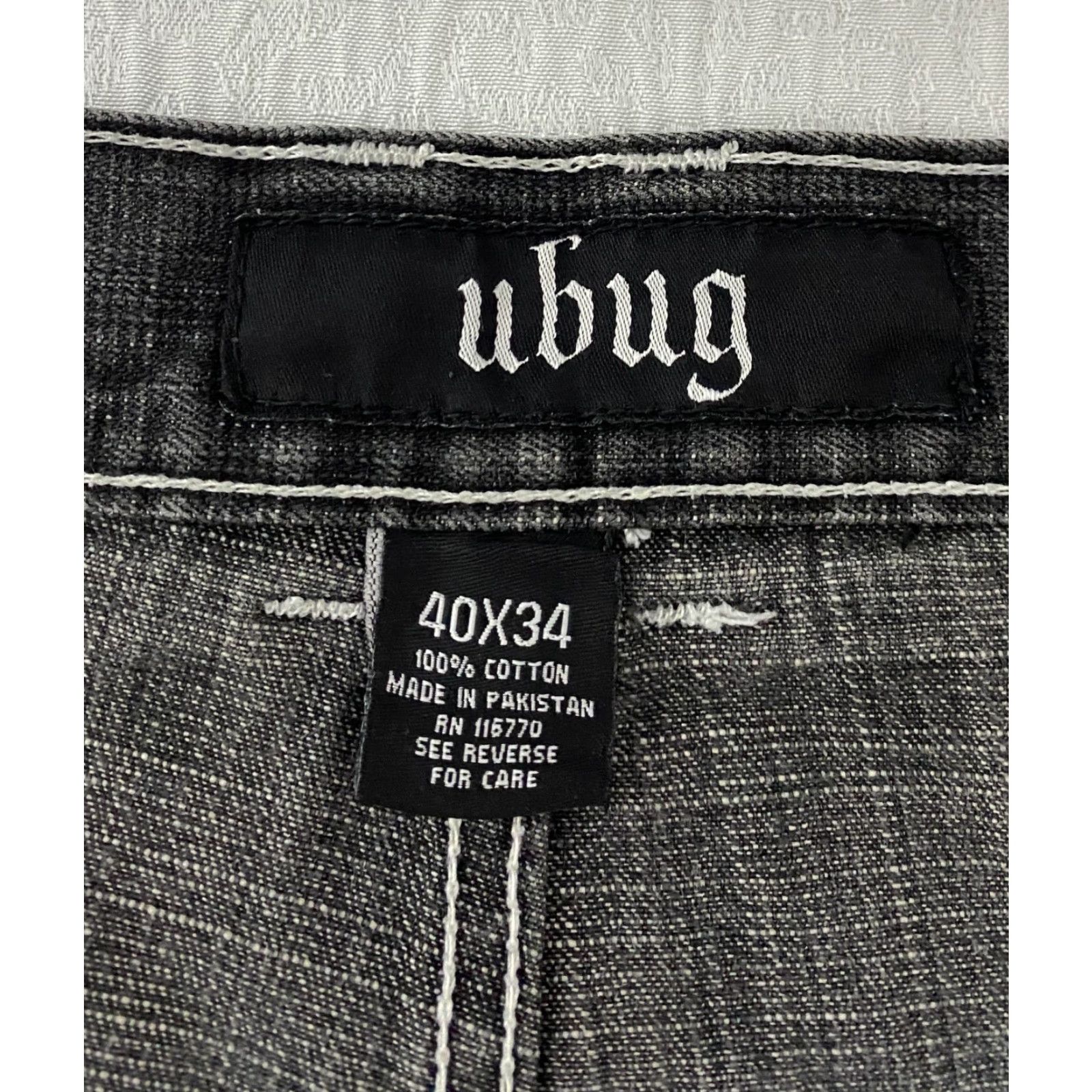 Vintage Ubug Men's Jeans Size 40×34 Black Relaxed Wide Leg Embroidered Pockets Size US 40 / EU 56 - 4 Thumbnail