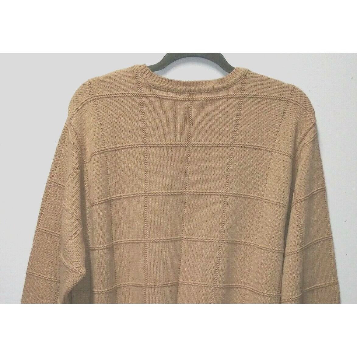 Izod IZOD Sweater Mens Sz L Tan Cotton Knit Pullover Squares Long Size US L / EU 52-54 / 3 - 8 Thumbnail