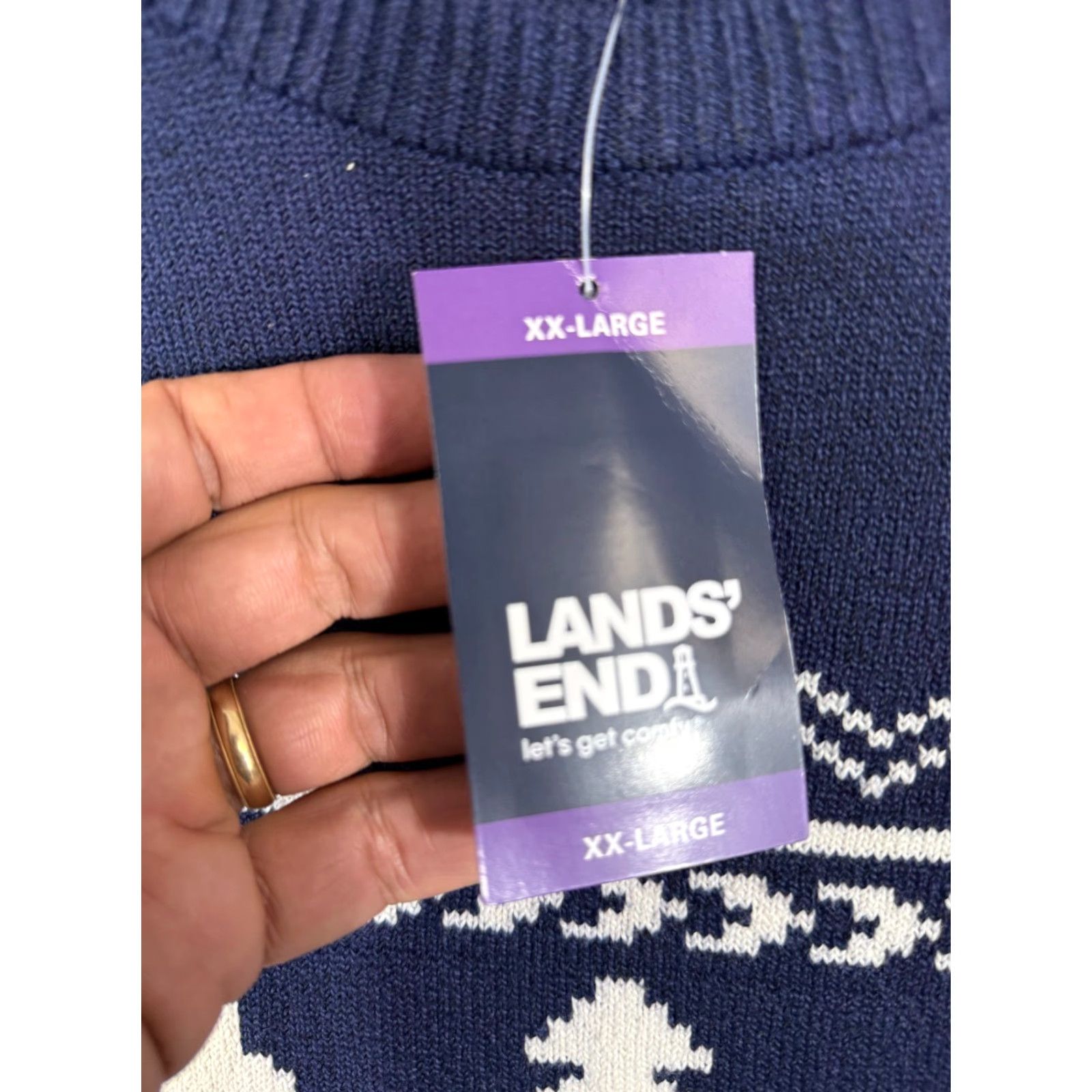 Lands' End Lands' End Sweater Mens 2XL Blue Fair Isle Stretch Polar Bear Pullover NWT Size US XXL / EU 58 / 5 - 5 Thumbnail