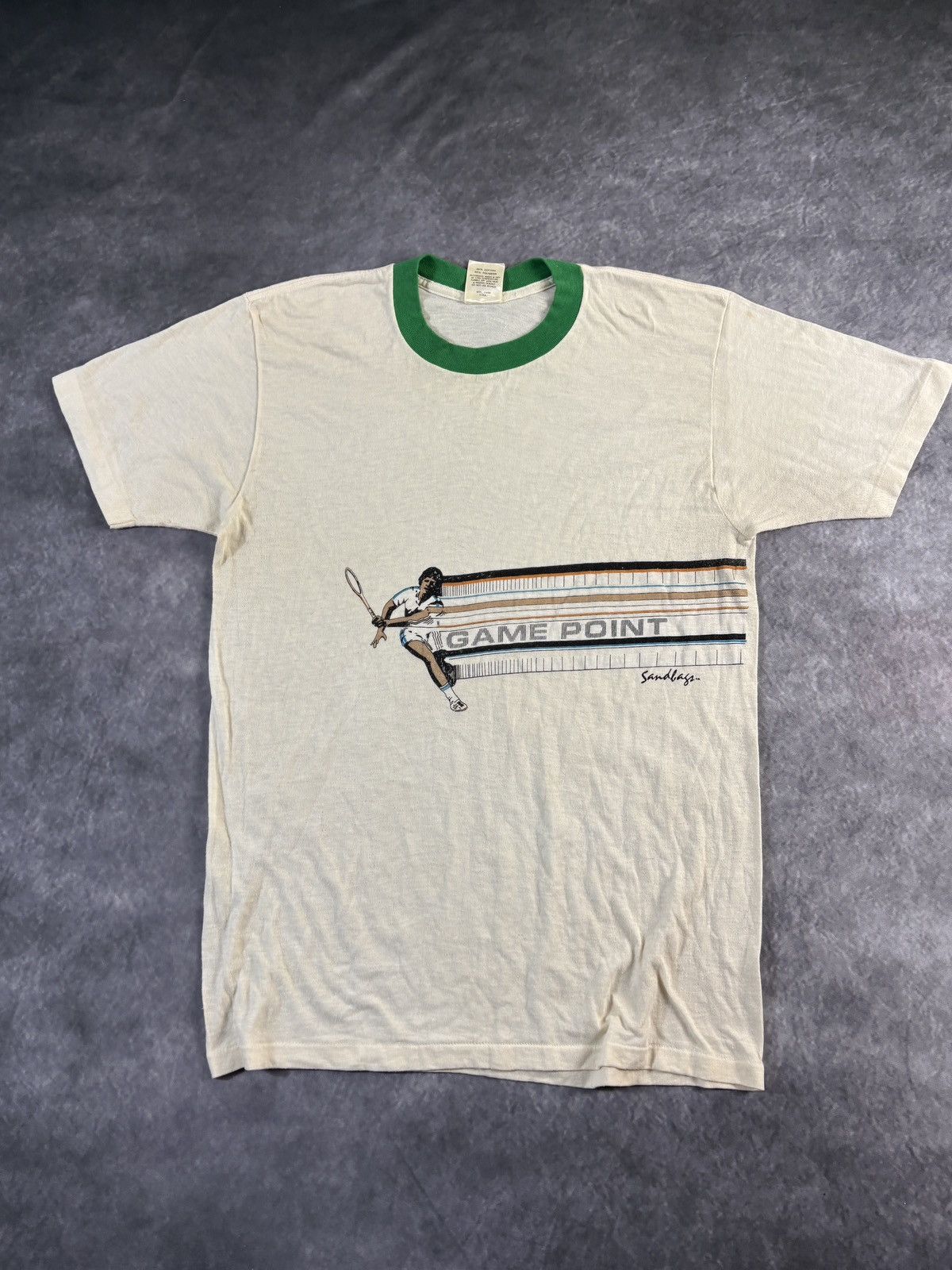 Vintage 1980s Sandbags California Tennis Vintage Ringer Tee Sports Size US M / EU 48-50 / 2 - 2 Thumbnail