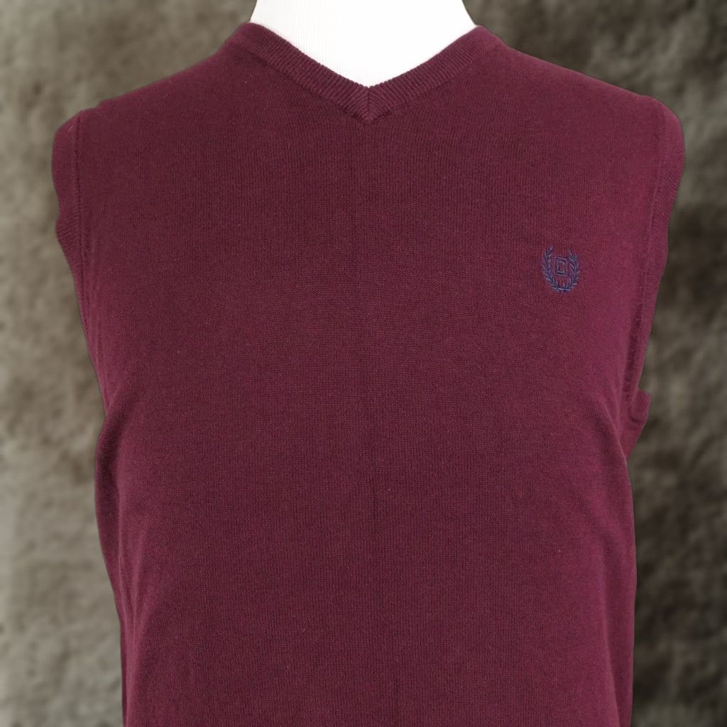 Chaps VINTAGE CHAPS Sweater Vest Shirt Mens Medium Burgundy V-Neck Cotton Embroidered Crest Logo 1978 Men Size US M / EU 48-50 / 2 - 1 Thumbnail