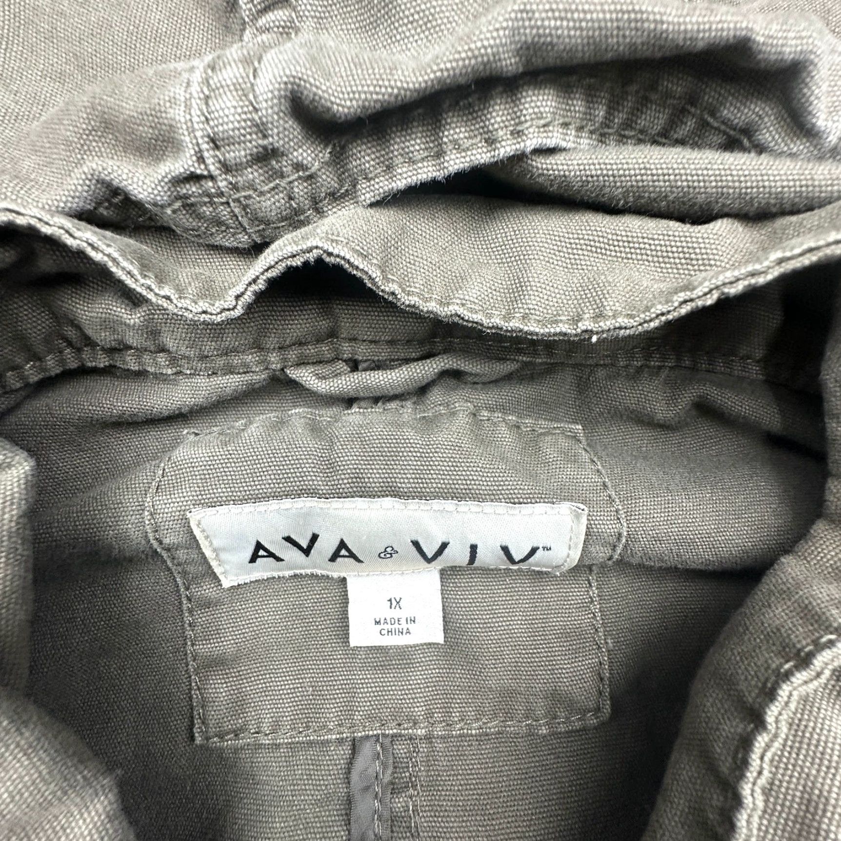 Vintage VINTAGE Ava & Viv Military Jacket Womens 1X Olive Green Pockets Coat Hooded Utility Jacket Size XL / US 12-14 / IT 48-50 - 3 Thumbnail