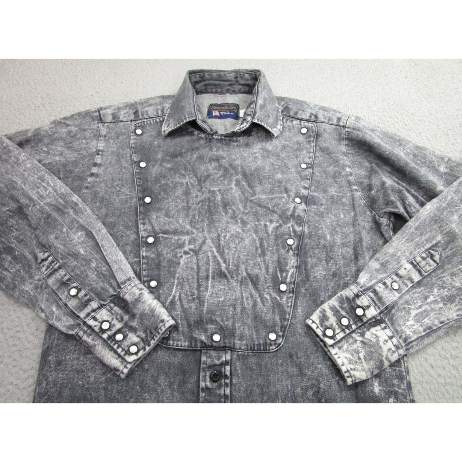 Vintage Panhandle Slim Men's Medium Gray Western Shirt Long Sleeve Snap Front Cotton Size US M / EU 48-50 / 2 - 2 Thumbnail