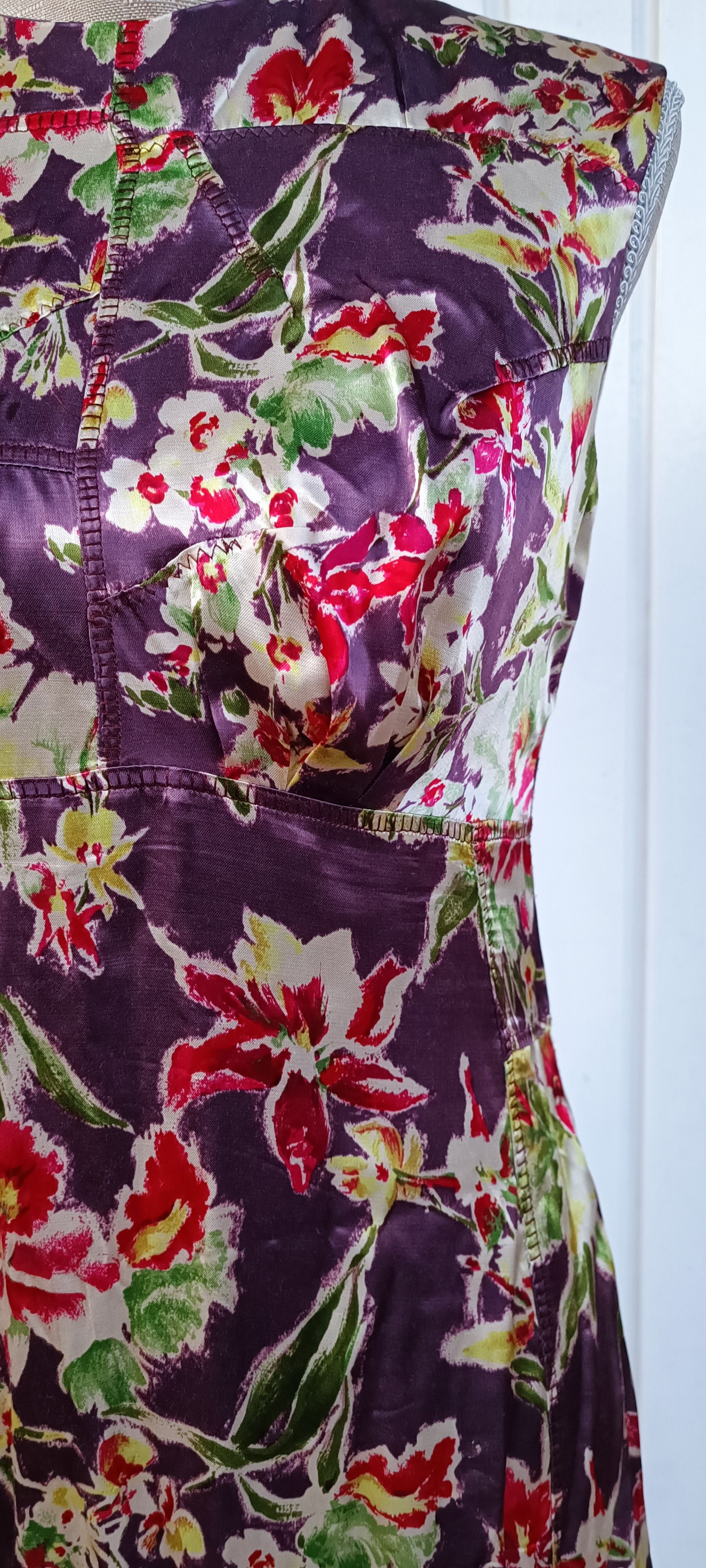 Jean Paul Gaultier 2000's- Midi dress in shiny purple satin Size M / US 6-8 / IT 42-44 - 4 Thumbnail