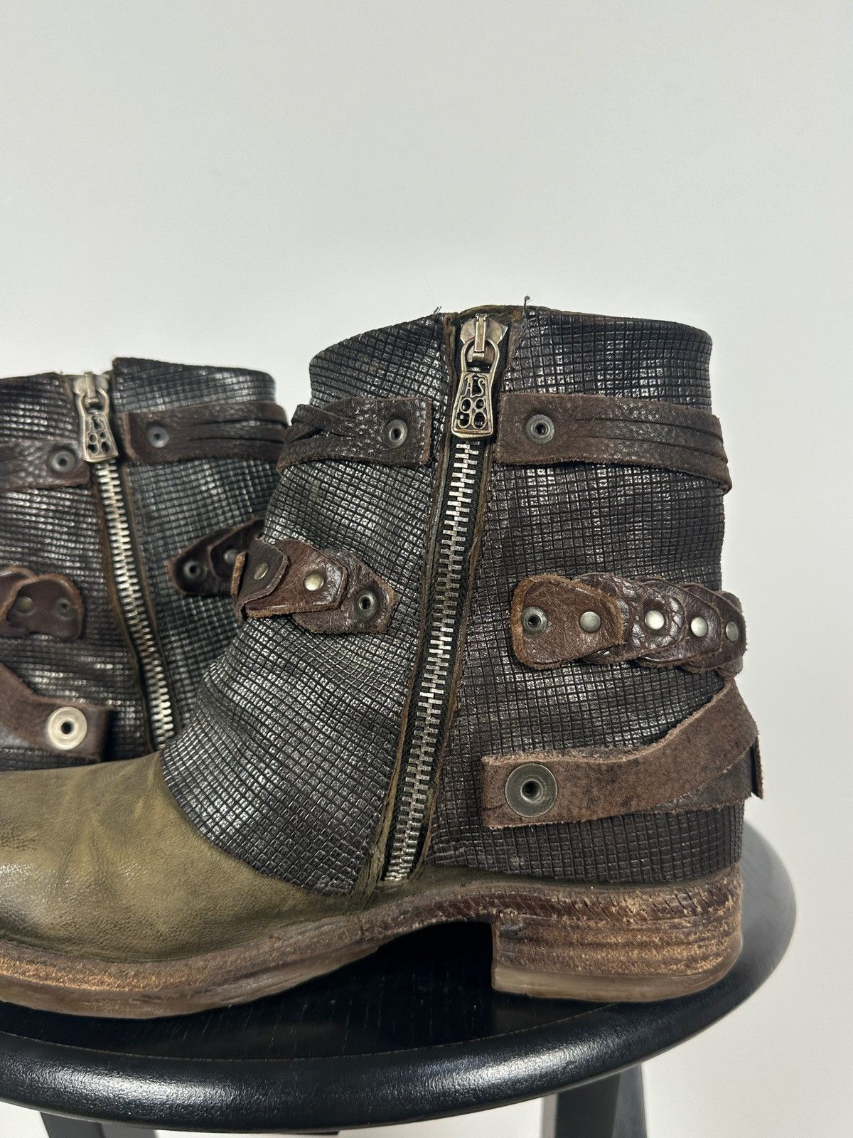 A.S.98 A.S.98. Airstep Leather Biker Ankle Studded Strap Boots Size US 6 / IT 36 - 19 Thumbnail