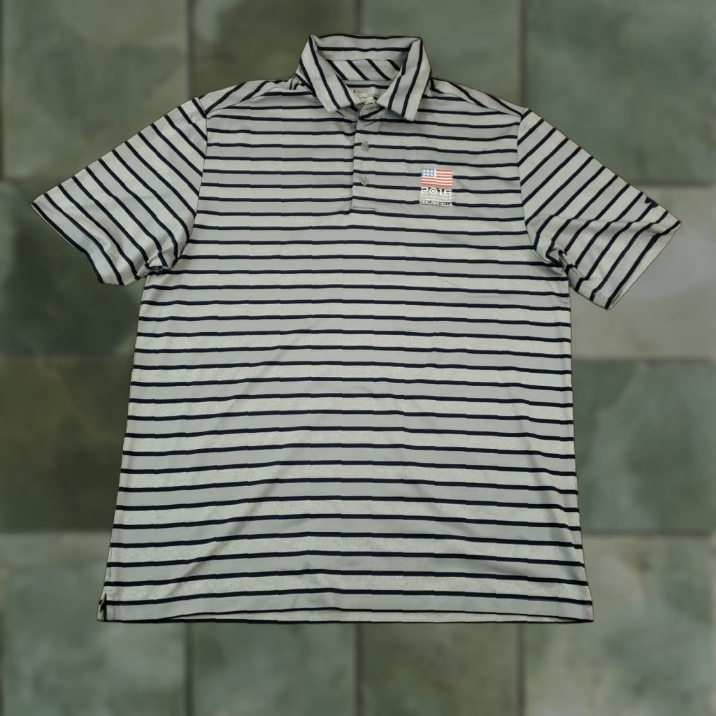 Under Armour Under Armour Polo Shirt Mens Large Gray Striped Golf Activewear Loose Stretch Size US L / EU 52-54 / 3 - 1 Thumbnail