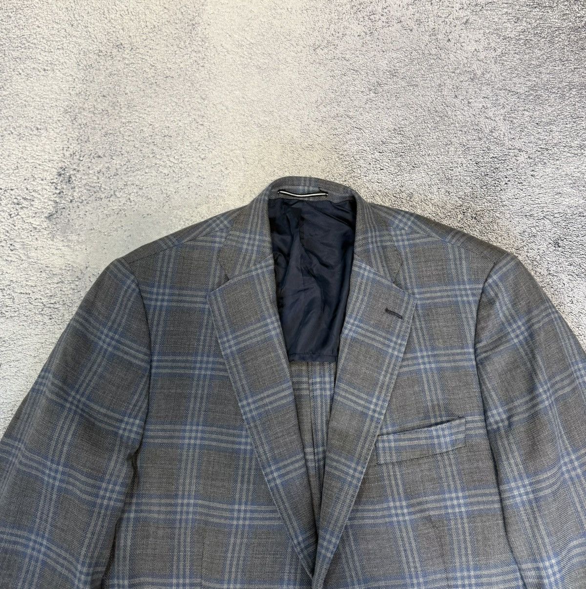 Ermenegildo Zegna Ermenegildo Zegna Blazer 54 IT Grey Check Wool Silk Jacket Size 44R - 2 Thumbnail
