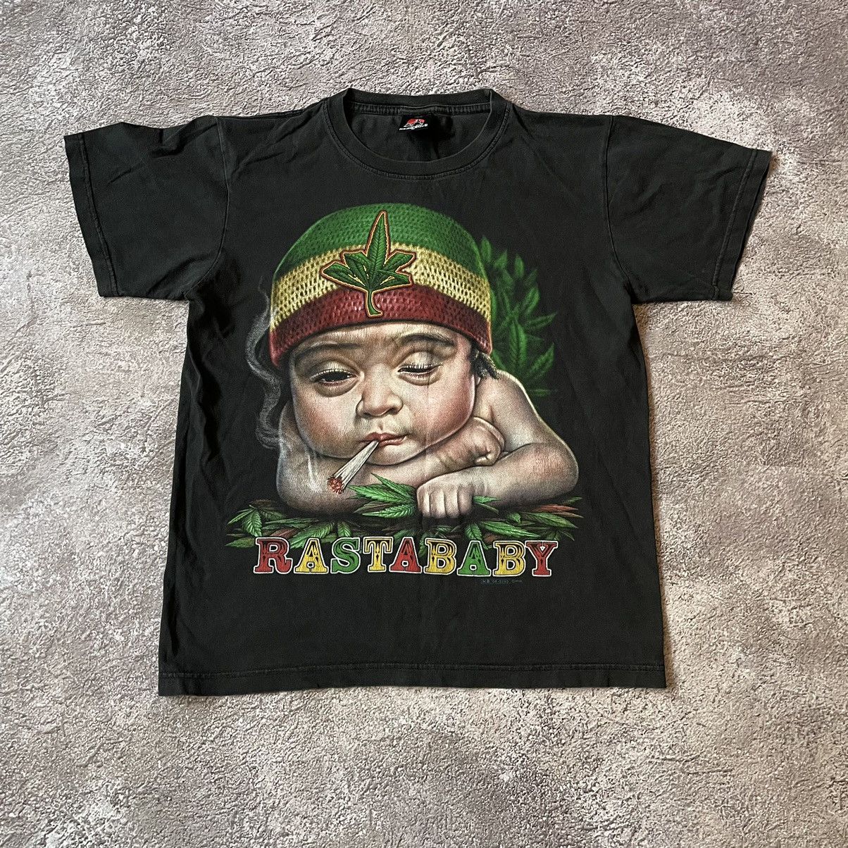 Vintage Vintage Y2K Graphic Tee Faded Black Oversized Streetwear M Size US M / EU 48-50 / 2 - 2 Thumbnail