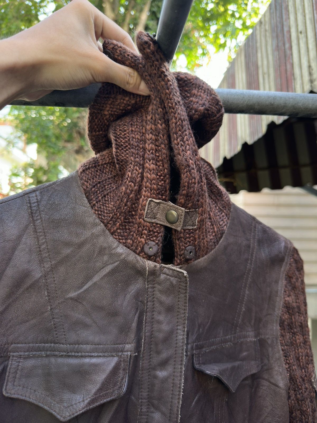 Japanese Brand IVISUTO Hybrid Leather/Knit Jacket Size M / US 6-8 / IT 42-44 - 5 Thumbnail