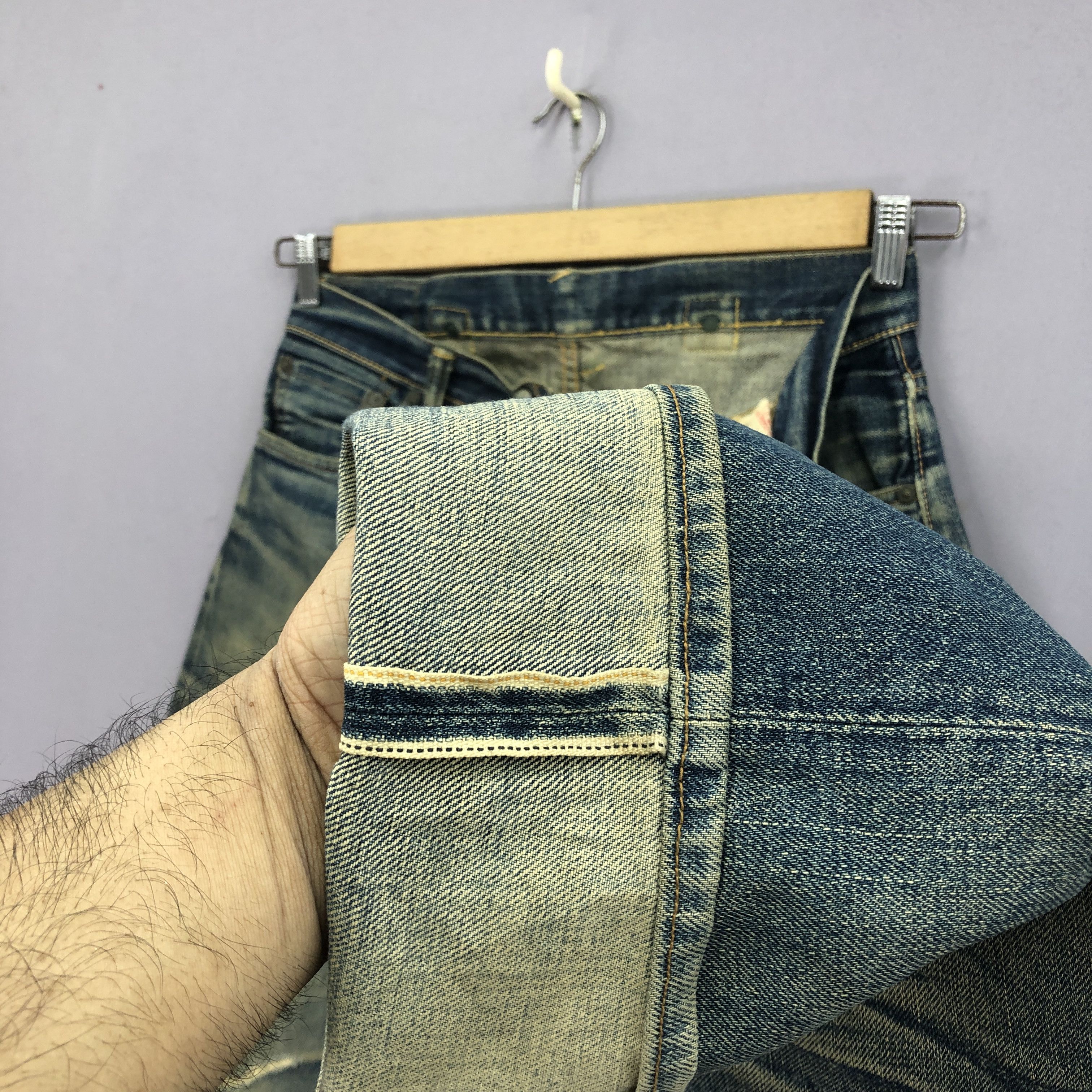 Japanese Brand Vintage 90s Evisu Selvedge Jeans Distressed Mud Wash Denim Size US 30 / EU 46 - 7 Thumbnail