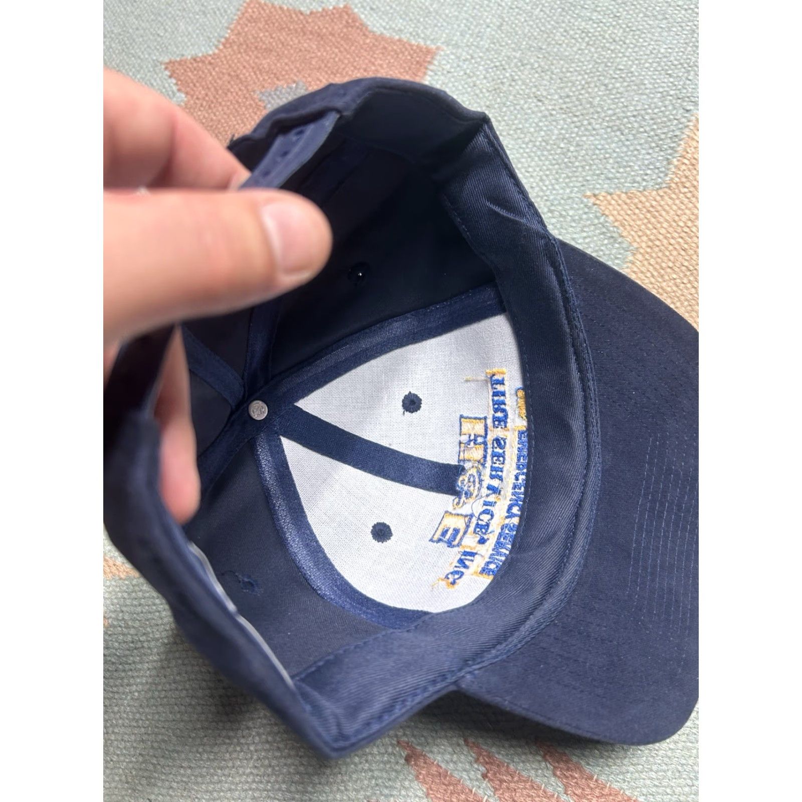 Vintage VINTAGE SnapBack Hat Cap H&E Tire Service Navy Blue Adjustable Car Mechanic Mens Adjustable Size ONE SIZE - 8 Thumbnail