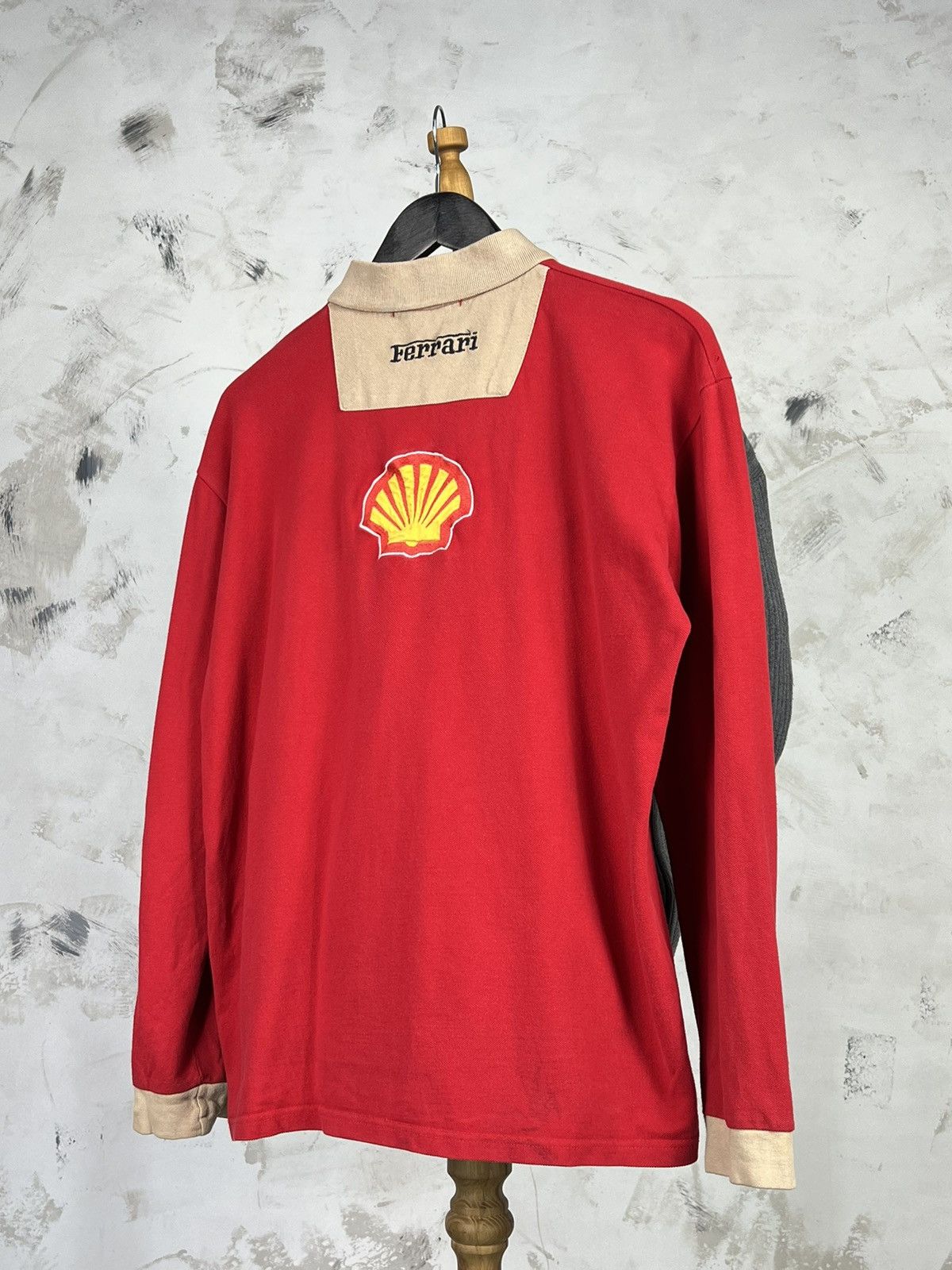 Ferrari Vintage Ferrari Shell Long Sleeve Polo Shirt Size M Size US M / EU 48-50 / 2 - 6 Thumbnail