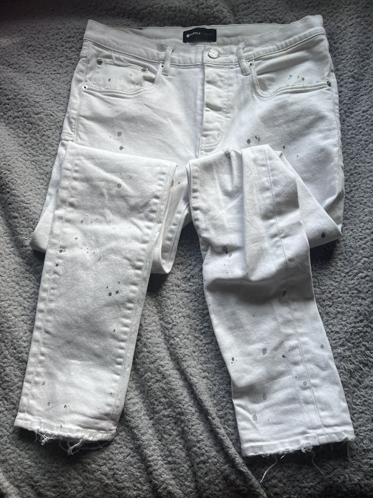 Purple Brand Purple jeans paint splatter white jeans Size US 34 / EU 50 - 3 Thumbnail