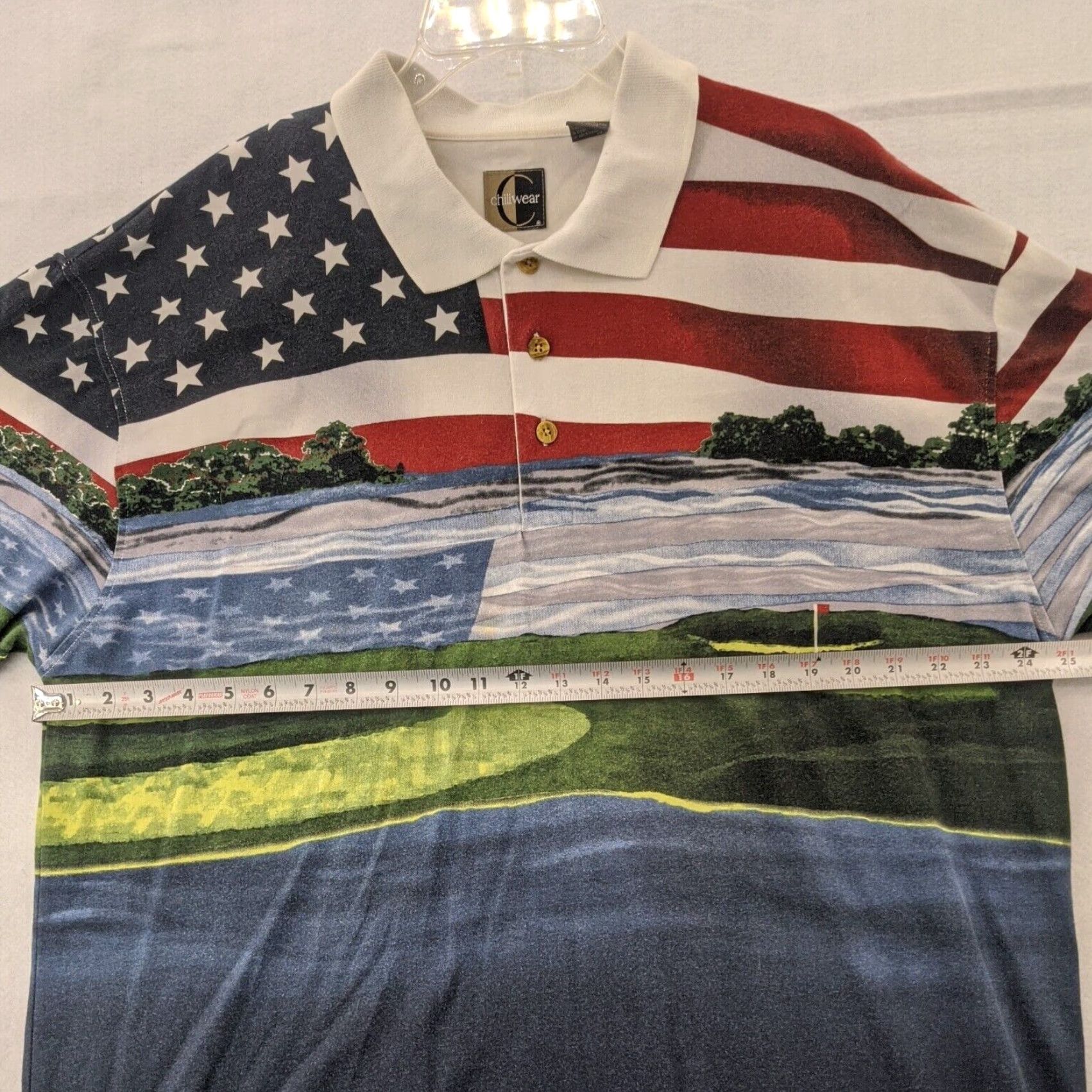 Vintage CHILIWEAR Polo 2XL Mens Golf US FLAG GREEN 1/4 BUTTON Size US XXL / EU 58 / 5 - 3 Thumbnail