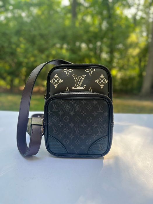 Authentic Louis Vuitton Monogram Eclipse e Patchwork Sling Bag M45439