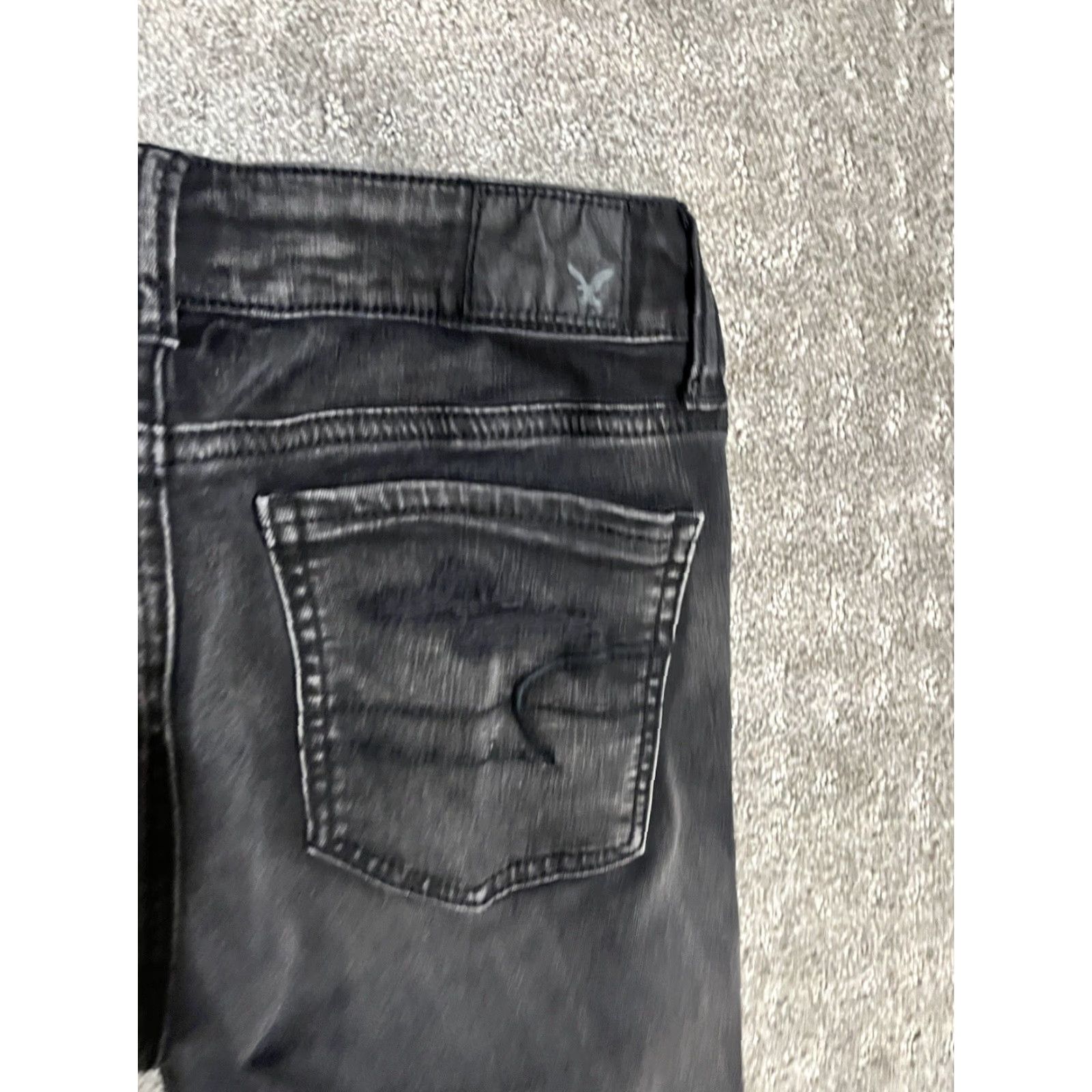 American Eagle Outfitters VINTAGE American Eagle Black Jegging Pants Women's 0 Regular Solid Distressed Stretch Denim Jeans Size 25" / US 0 / IT 36 - 3 Thumbnail