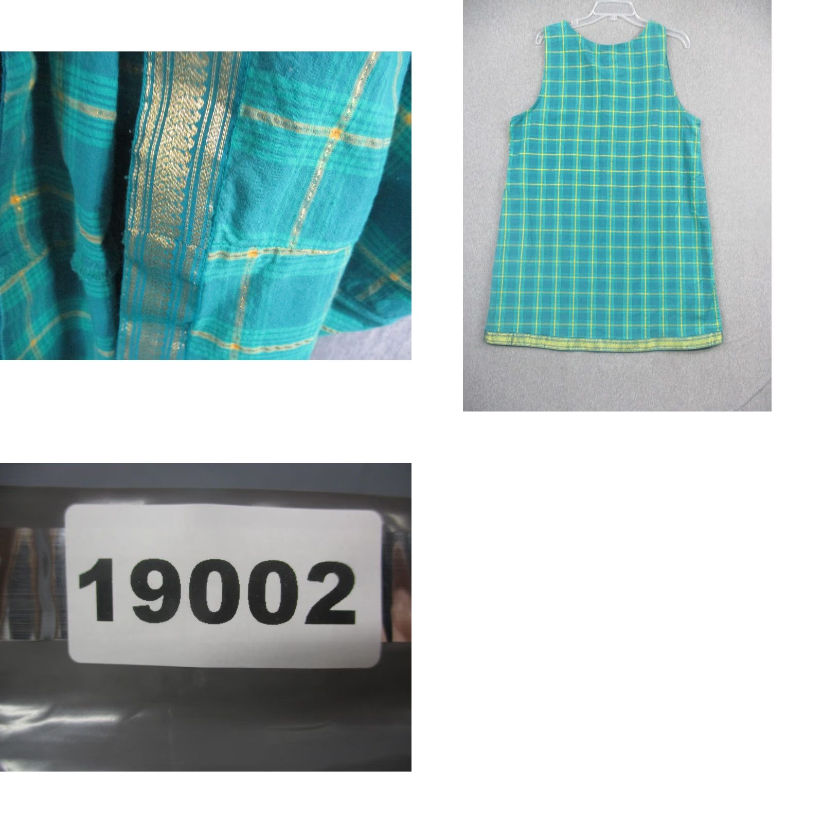 Vintage Lemon Grass Blouse Womens Large Green Plaid 100% Cotton Sleeveless Tunic Top Size L / US 10 / IT 46 - 8 Thumbnail