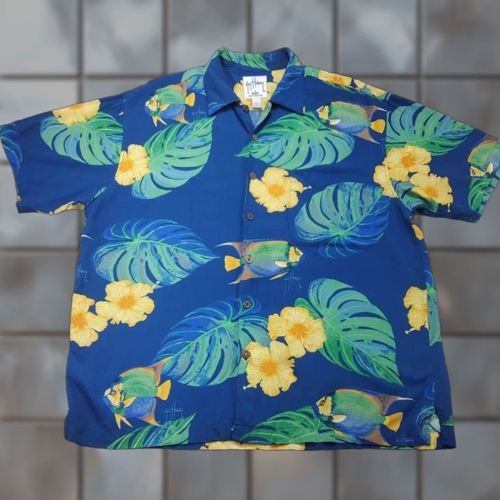 Guy Harvey VINTAGE Guy Harvey Shirt Mens Large Aftco Bluewater Hawaiian Short Sleeve Button Up USA Size US L / EU 52-54 / 3 - 1 Thumbnail