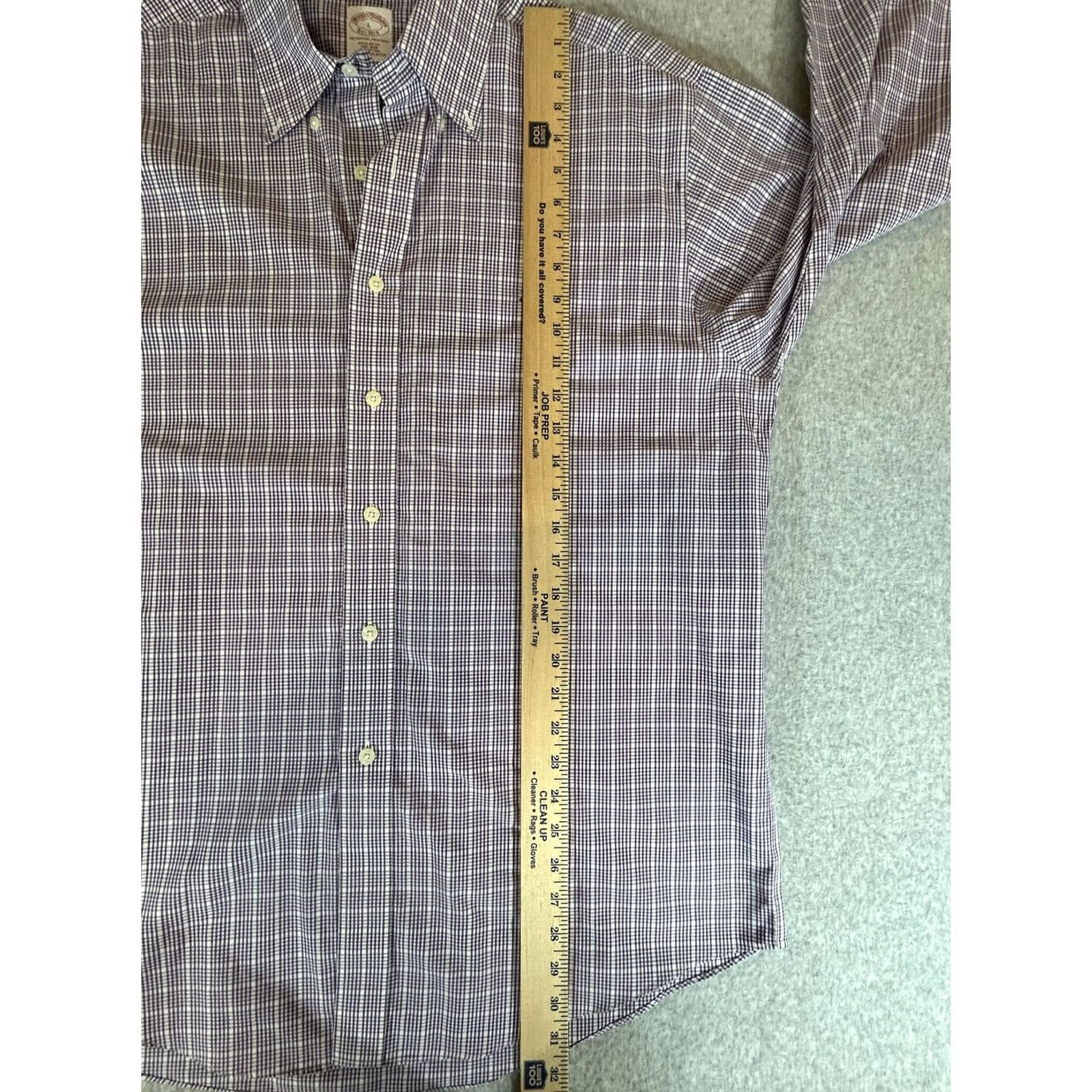 Brooks Brothers Brooks Brothers Shirt Mens Large Purple Check Long Sleeve Button Business Formal Size 42R - 6 Thumbnail