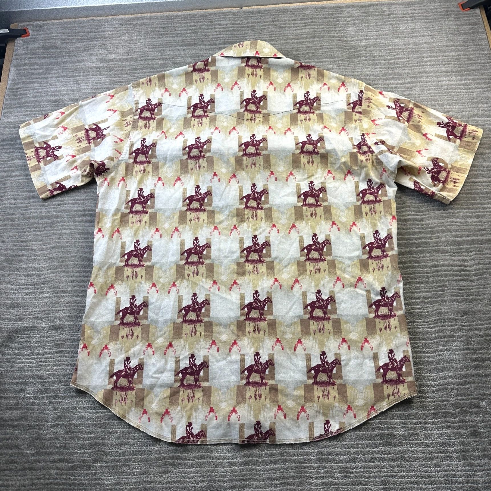 Wrangler Wrangler Shirt Mens XL Beige Tan All over Print Pearl Snap Western Button-Up Casual Mens Size US XL / EU 56 / 4 - 3 Thumbnail