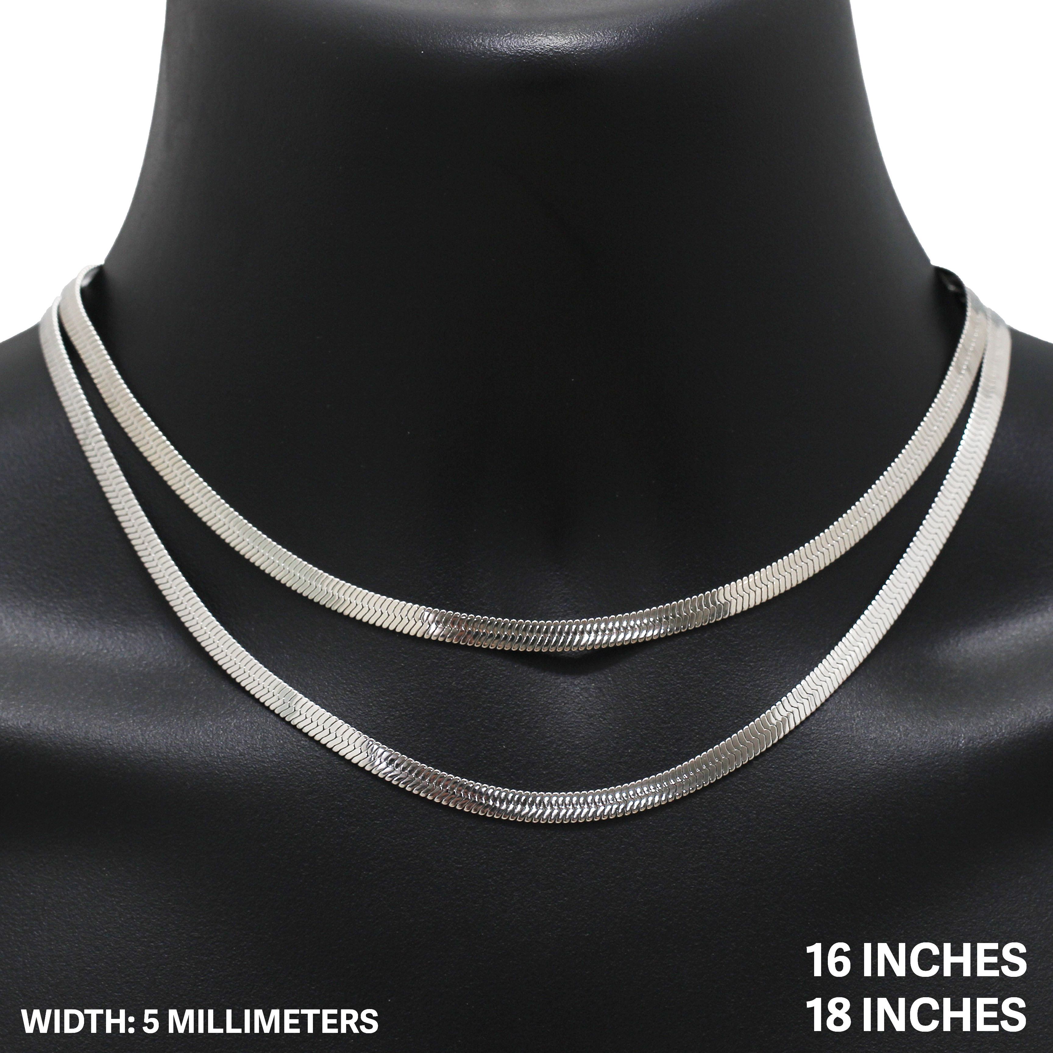Other 316L Stainless Steel 5mm Herringbone Chain Necklace 18” Size ONE SIZE - 1 Thumbnail