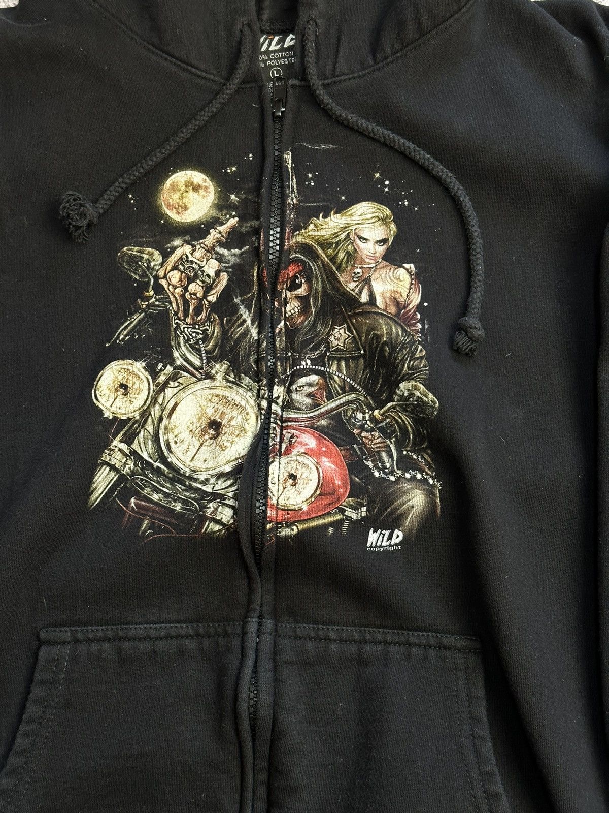Japanese Brand × Vintage Vintage Distressed Hoodie Death Big Logo Y2K Ed Hardy Style Size US M / EU 48-50 / 2 - 8 Thumbnail