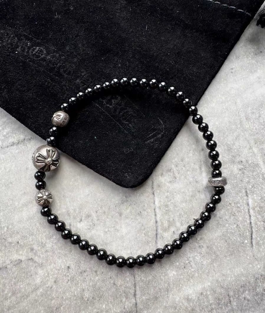 Chrome Hearts Chrome Hearts Four Silver Beads Obsidian Bracelet Size ONE SIZE - 1 Thumbnail